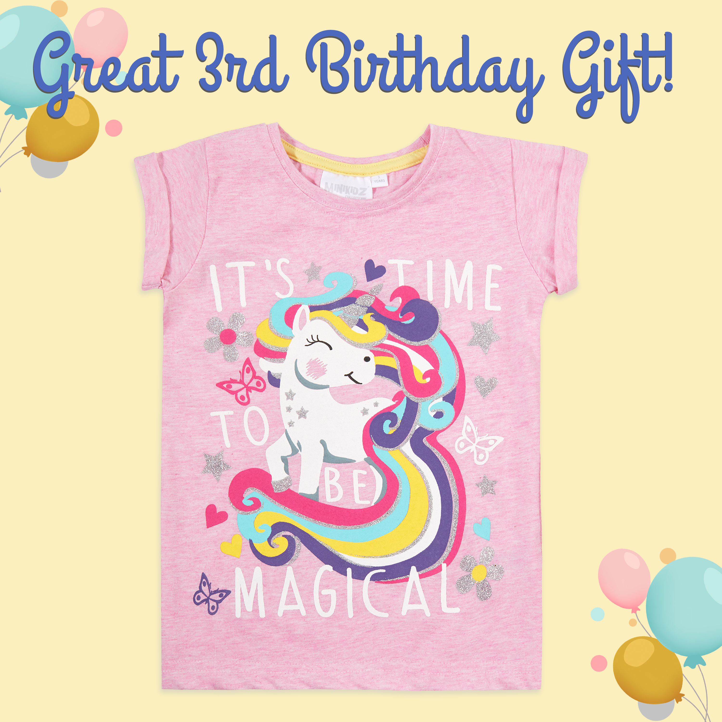 Children Kids Girls Birthday Tee Shirt TShirt 100 Cotton Top 1 2 3 4