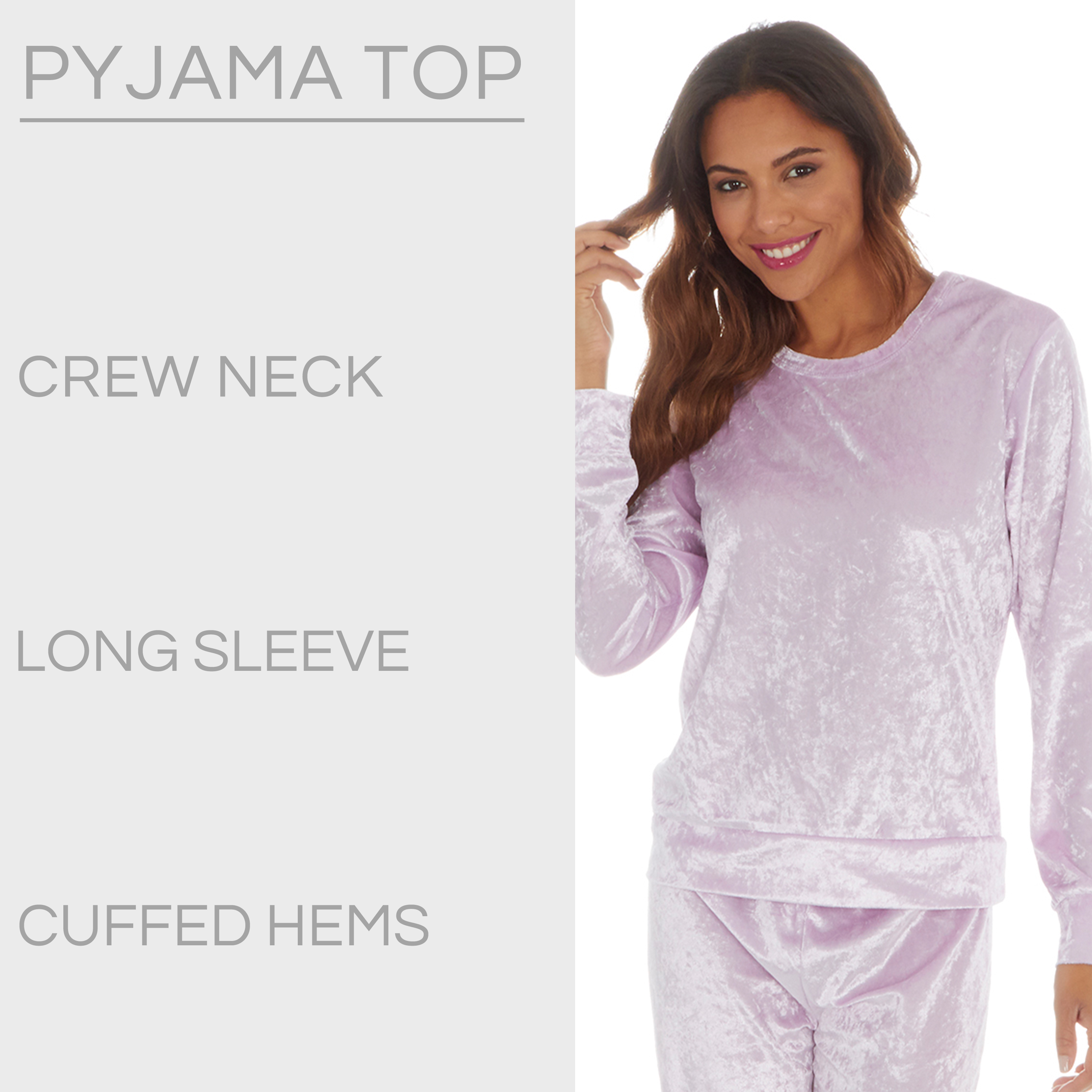 Fleece long sleeve deals pyjama top