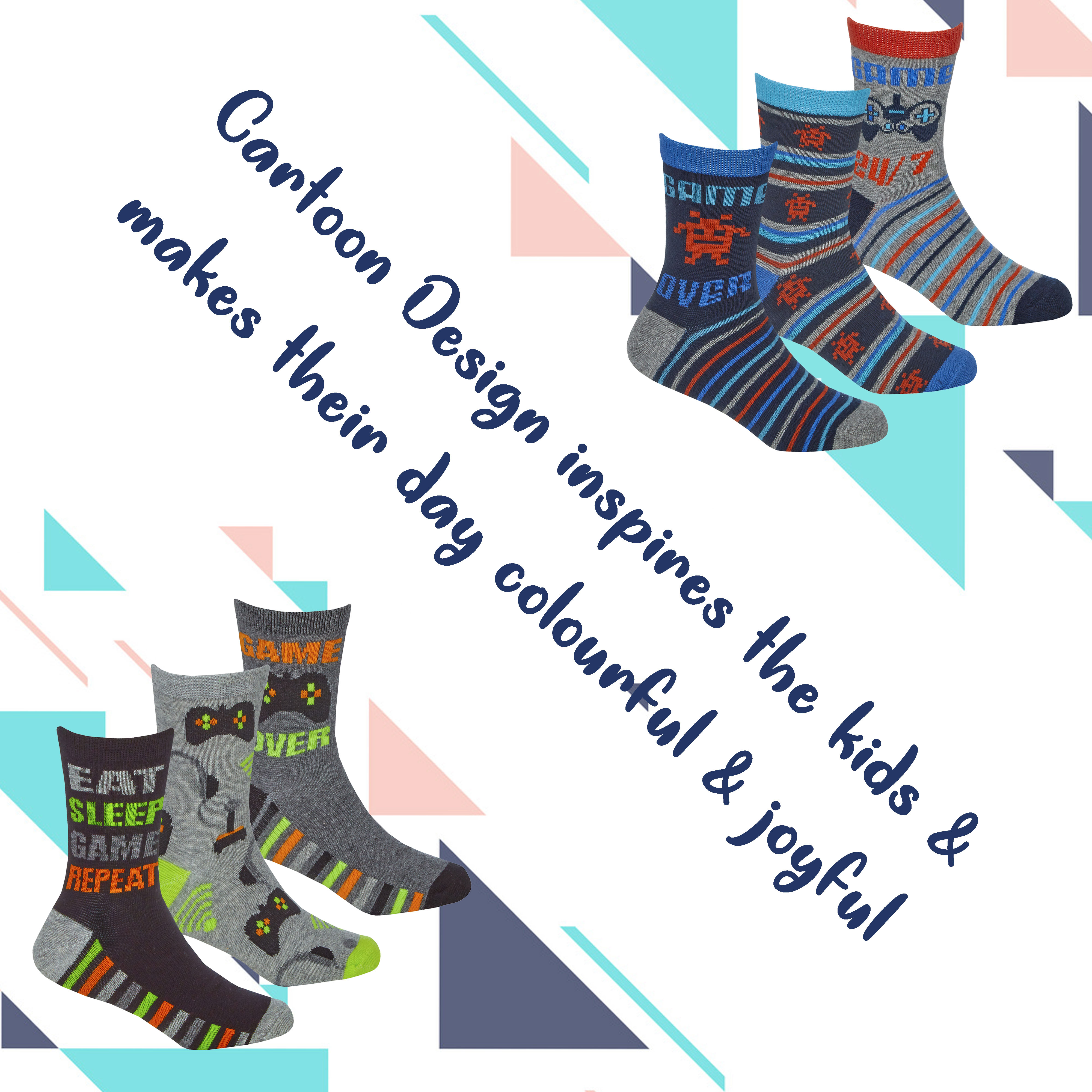 6 Pairs Boys Cotton Rich Novelty Funky Cartoon School Everyday Multipack Socks - Picture 20 of 46