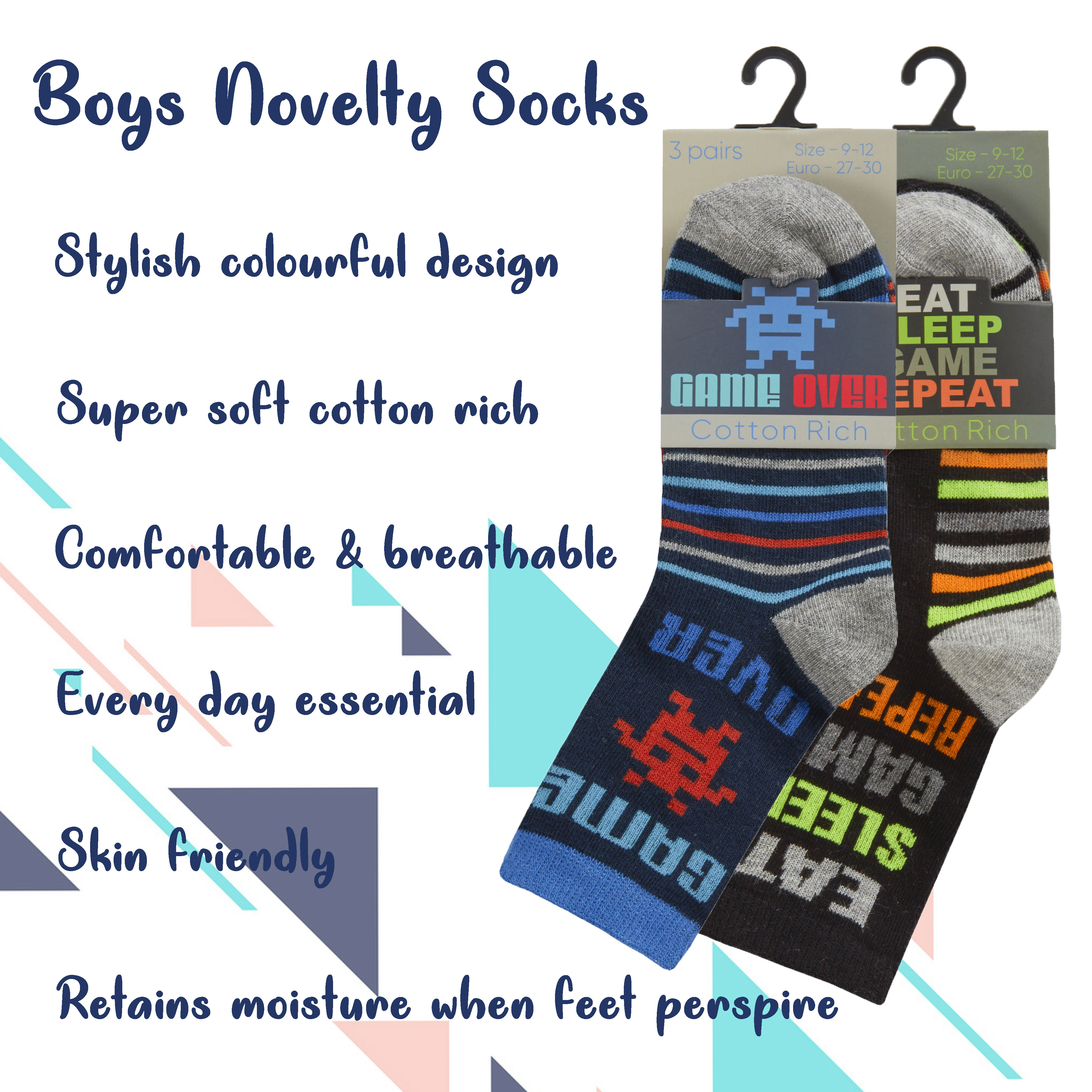 6 Pairs Boys Cotton Rich Novelty Funky Cartoon School Everyday Multipack Socks - Picture 22 of 46