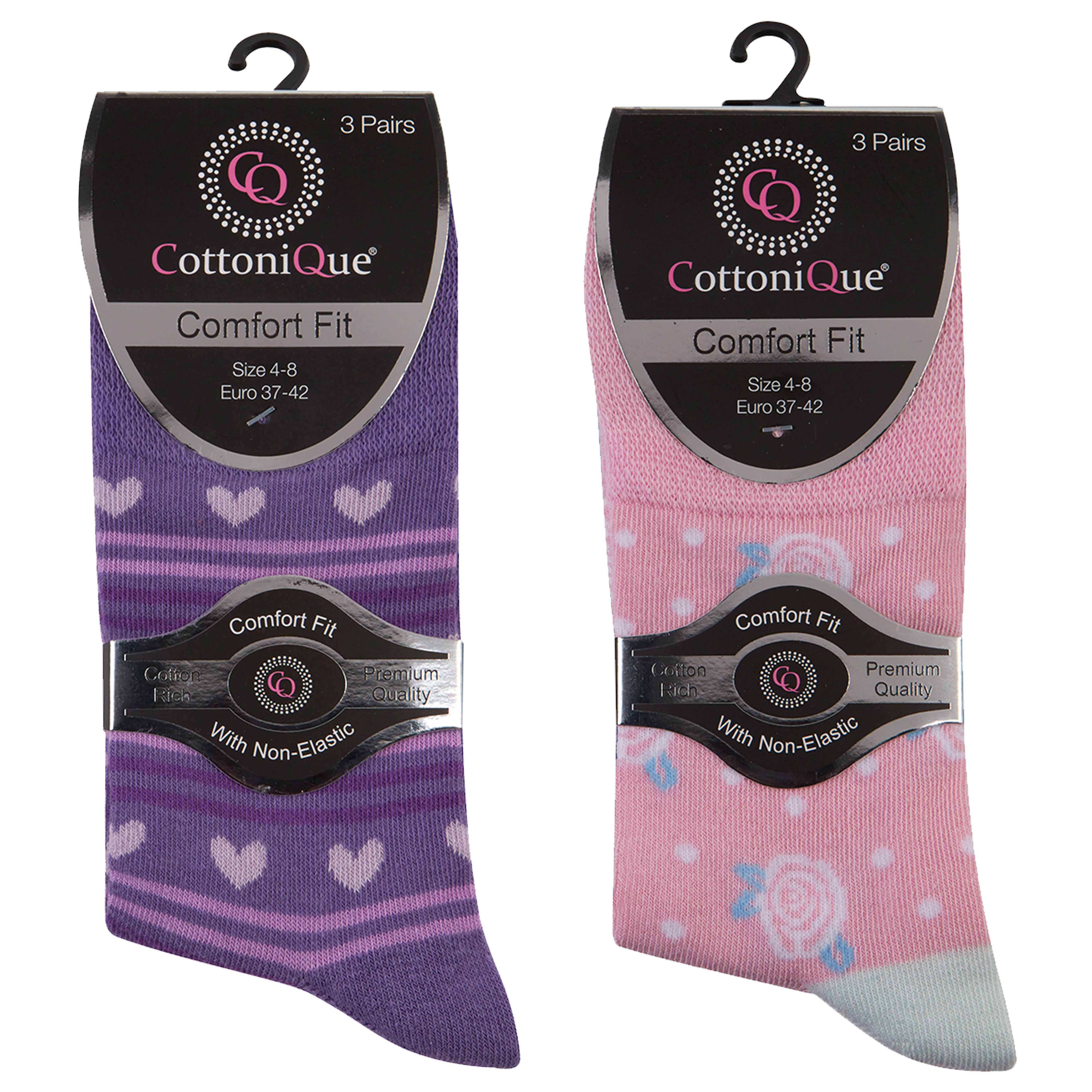 6 Pairs Ladies Womens Non Elastic Loose Top Socks Grip Diabetic Floral