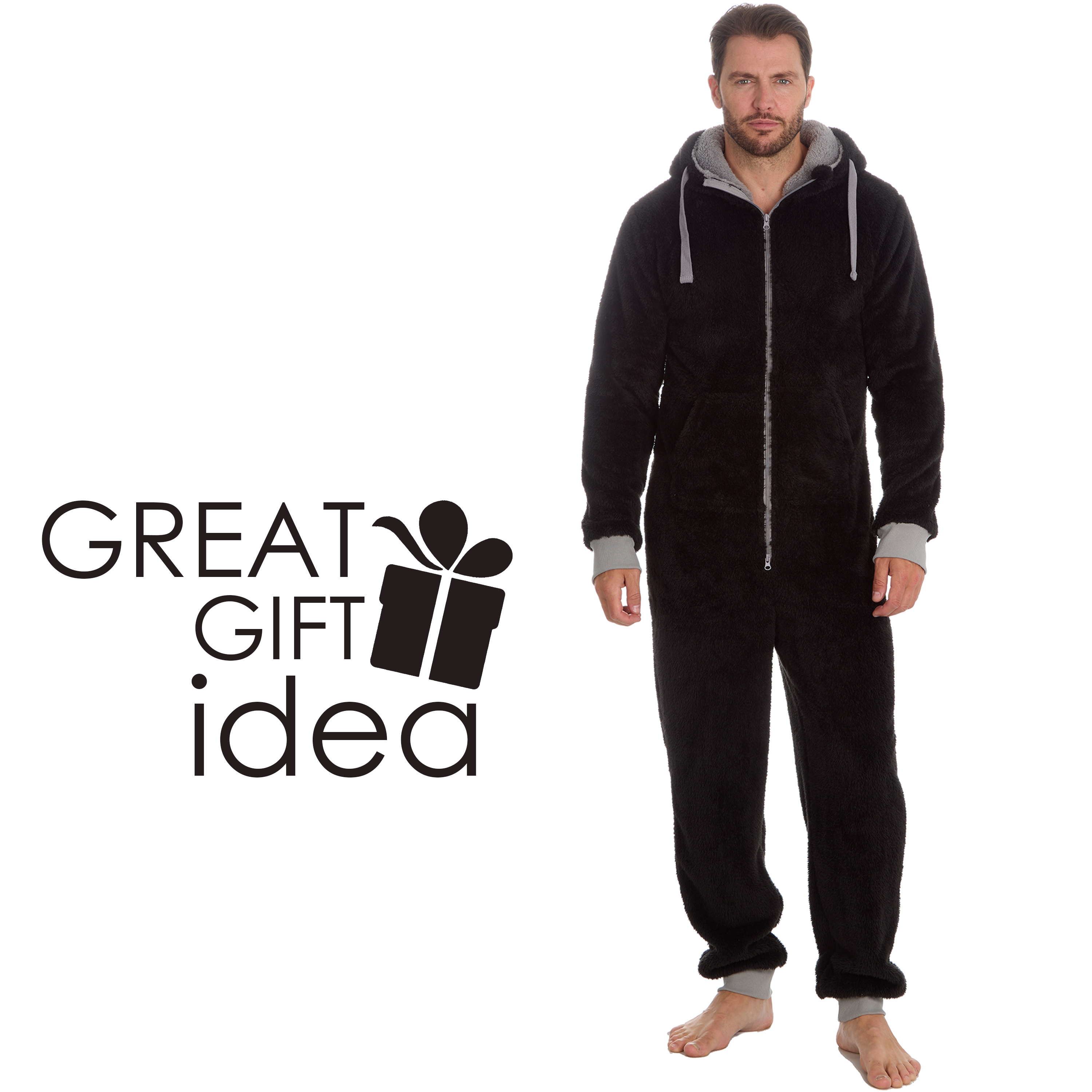 Mens Adult Snuggle Sherpa Fleece 1Onesie1 All In One Piece Pyjama Jumpsuit  Warm