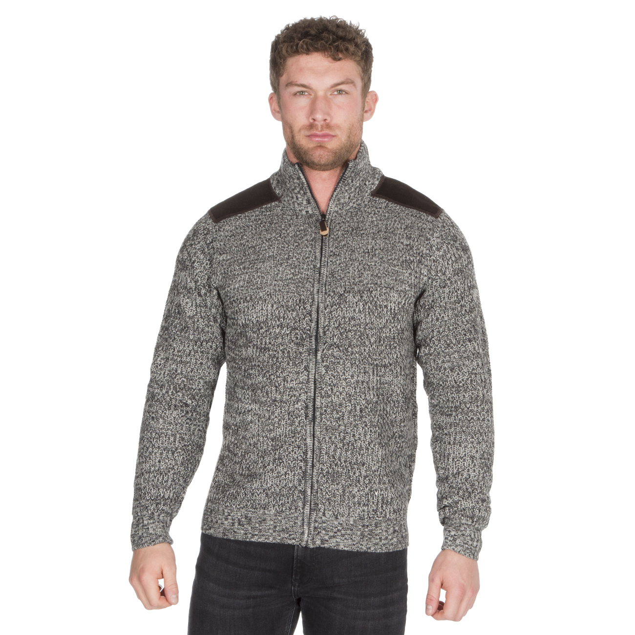 Mens Full Zipped Cardigan Extra Warm Zipped Knit Jumper Knitted Chunky ...