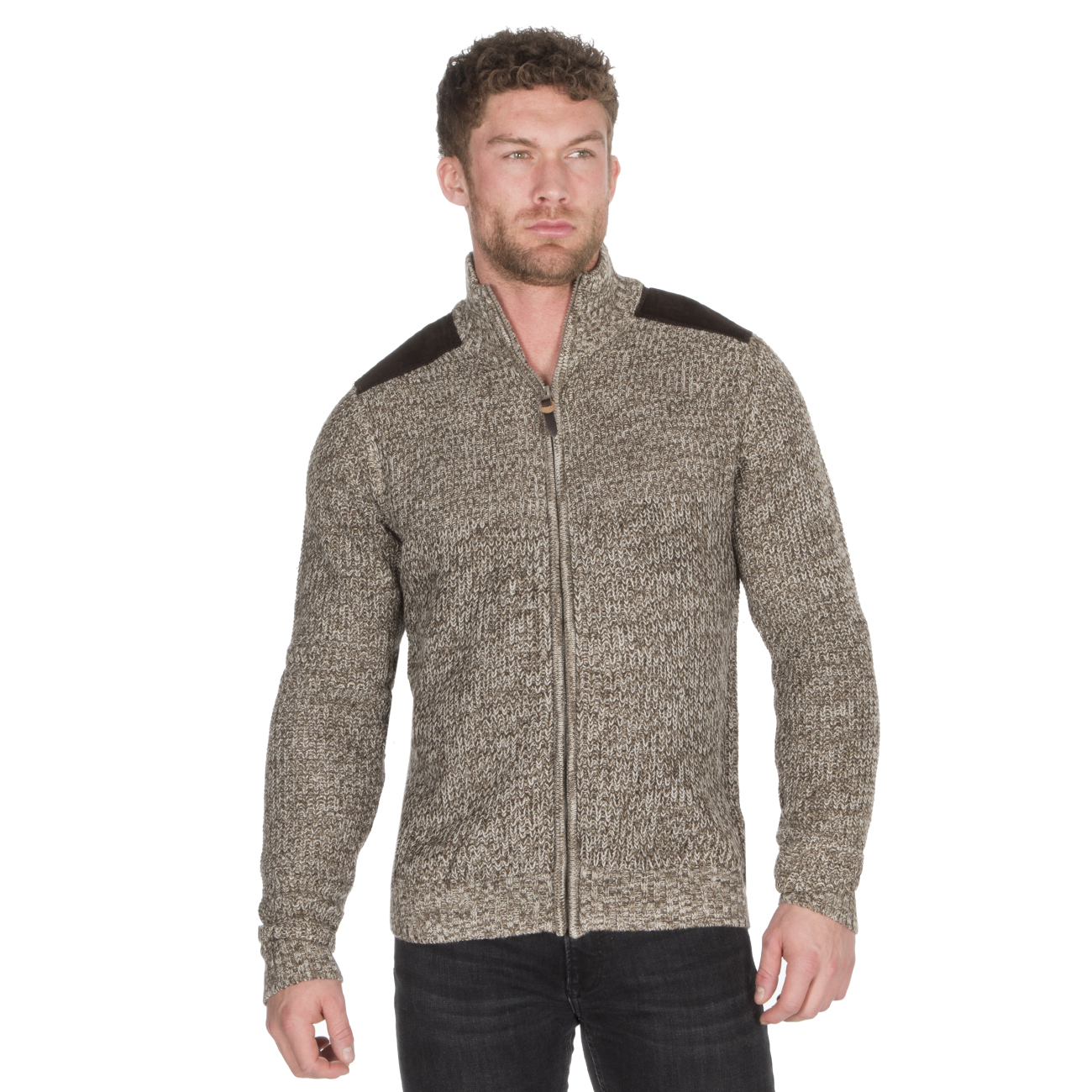 Mens Full Zipped Cardigan Extra Warm Zipped Knit Jumper Knitted Chunky ...