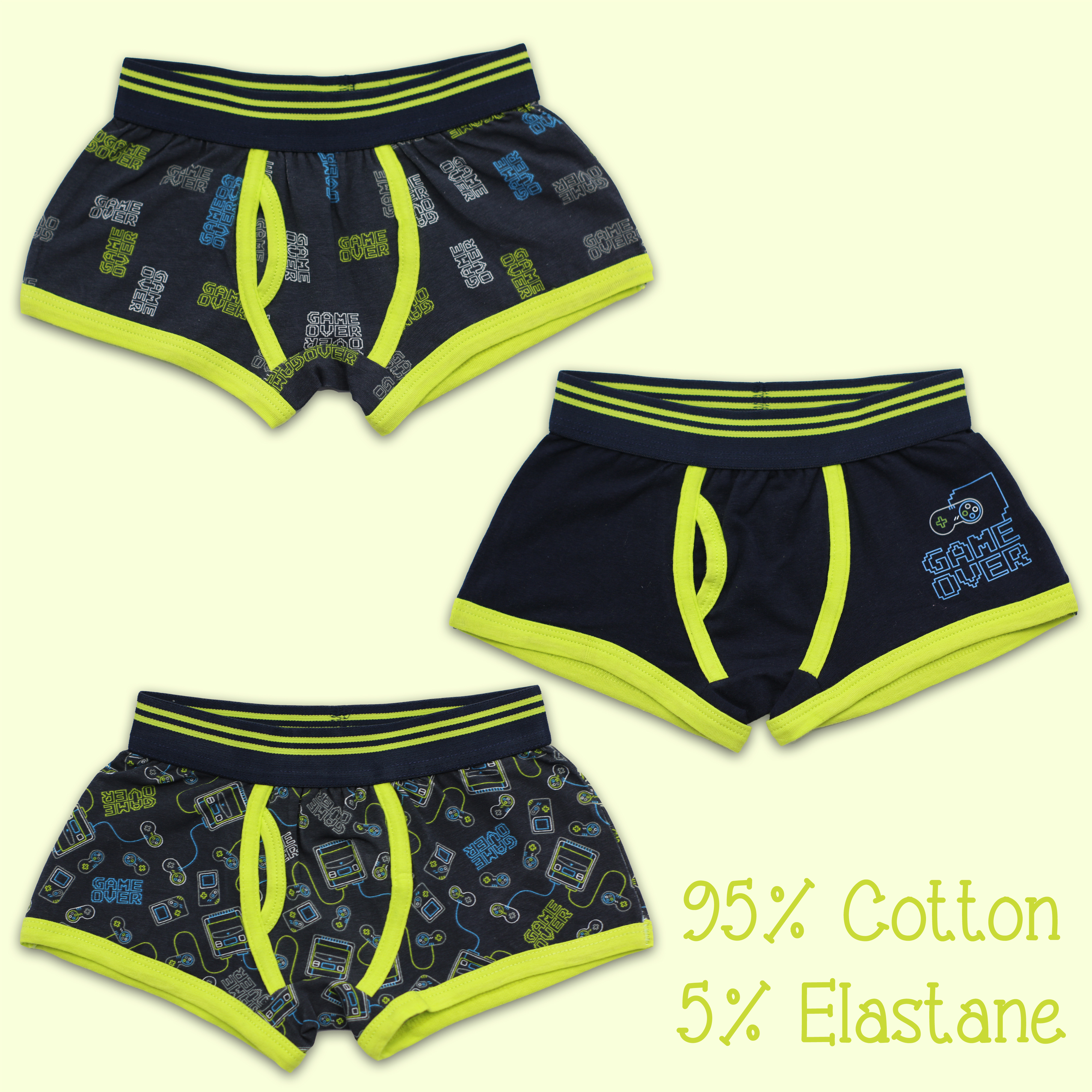 Garçons Imprimés Caleçons Boxer shorts 95/% coton sous-vêtements Boxers Bundle 2-13 Ans