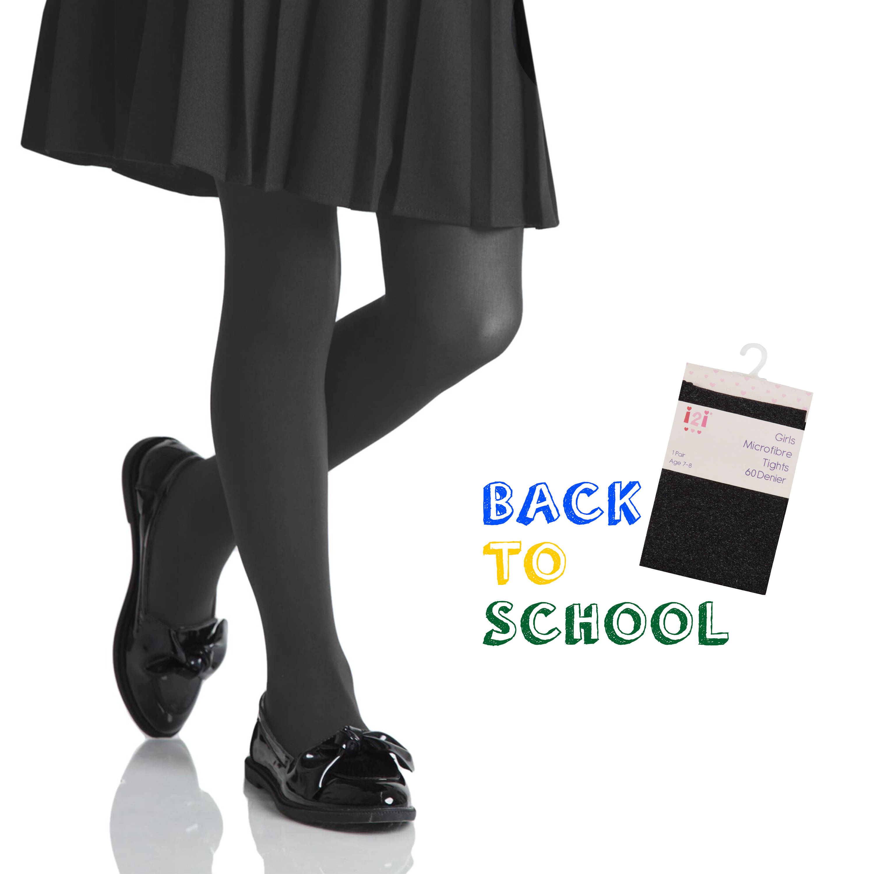 New M&S Girls School 2 Pairs Opaque Tights 60 Denier Black Age 9-10 Years £7.50 