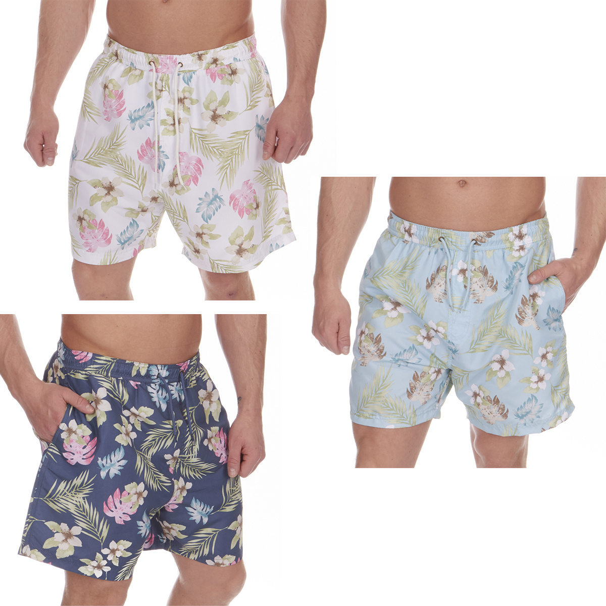 hawaiian print swim trunks