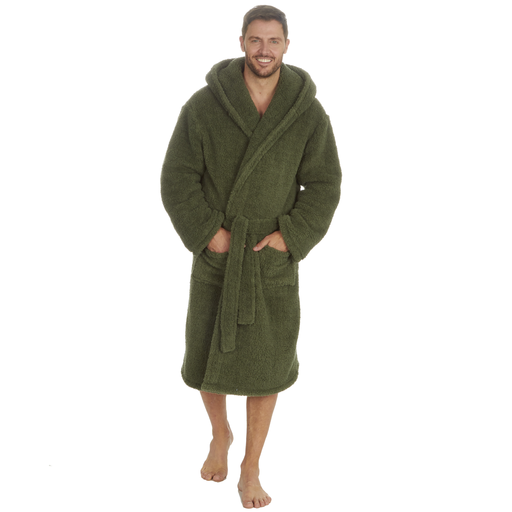 Mens Super Soft Hooded Tartan Checked Bath Robe Dressing Gown with Pockets M-5XL - Picture 63 of 172