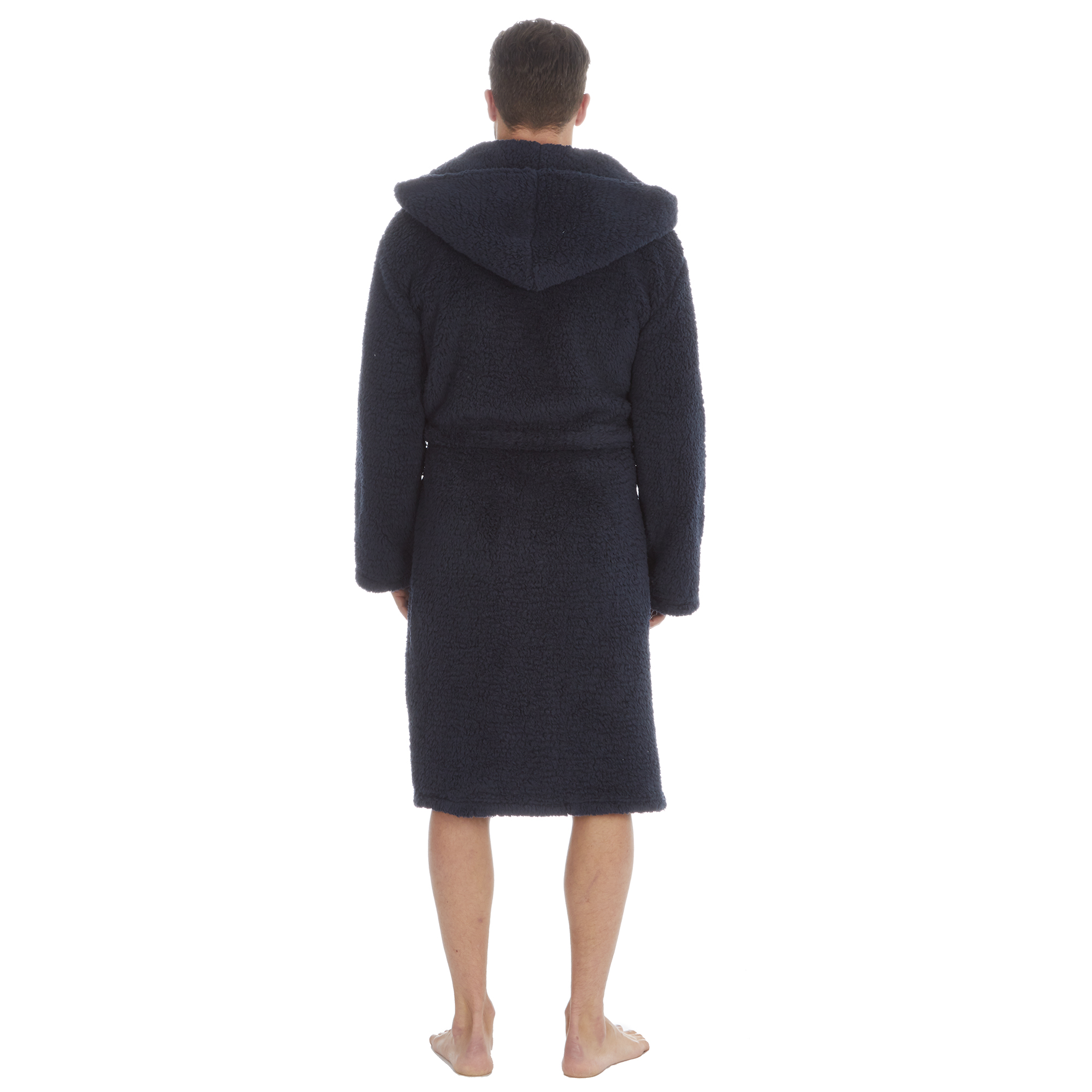 Mens Super Soft Hooded Tartan Checked Bath Robe Dressing Gown with Pockets M-5XL - Picture 21 of 172