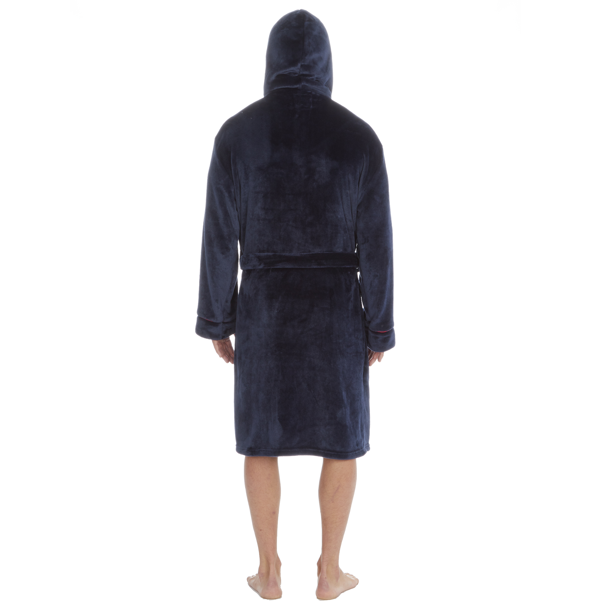 Mens Super Soft Hooded Tartan Checked Bath Robe Dressing Gown with Pockets M-5XL - Picture 29 of 172