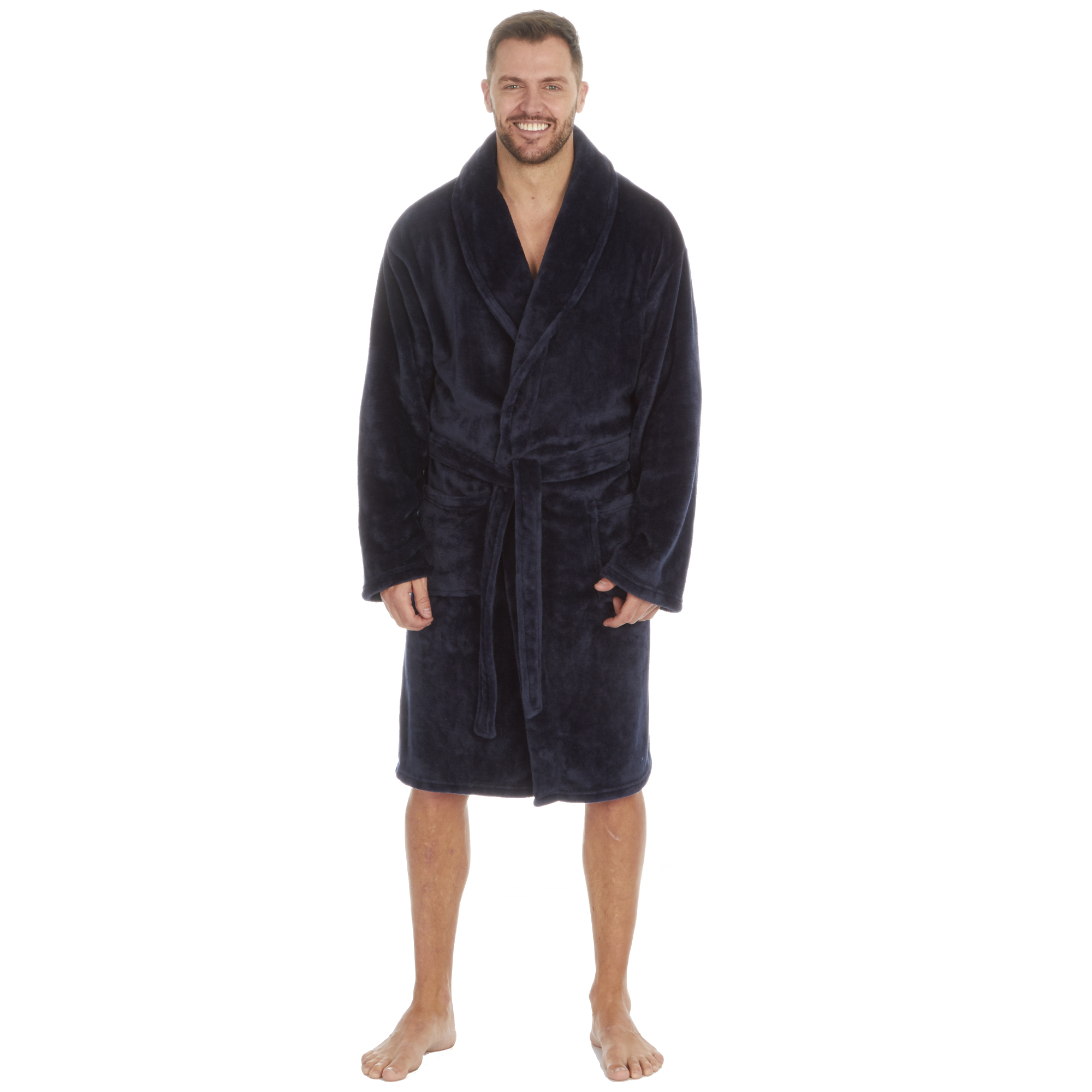 Mens Super Soft Hooded Tartan Checked Bath Robe Dressing Gown with Pockets M-5XL - Picture 116 of 172