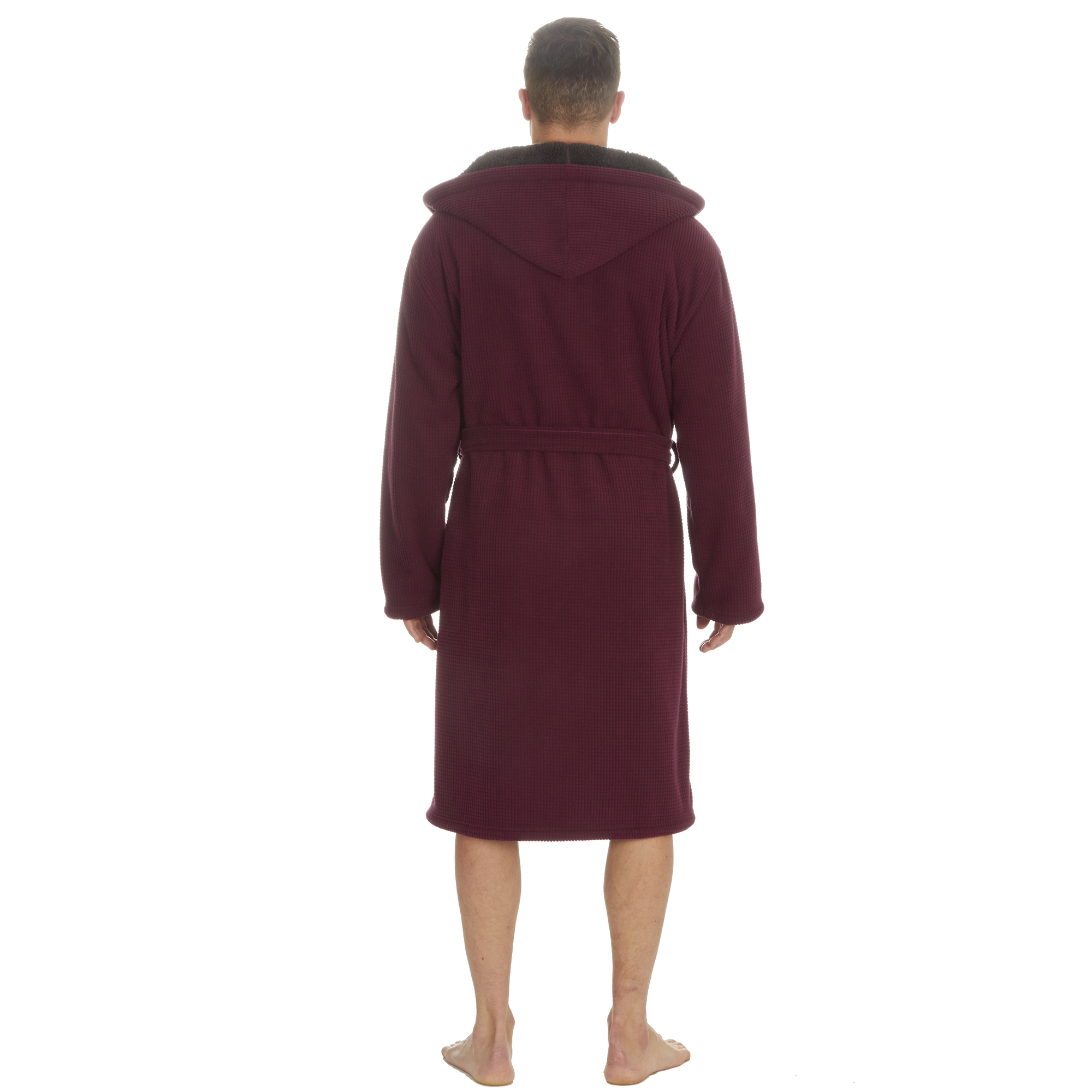 Mens Super Soft Hooded Tartan Checked Bath Robe Dressing Gown with Pockets M-5XL - Picture 111 of 172