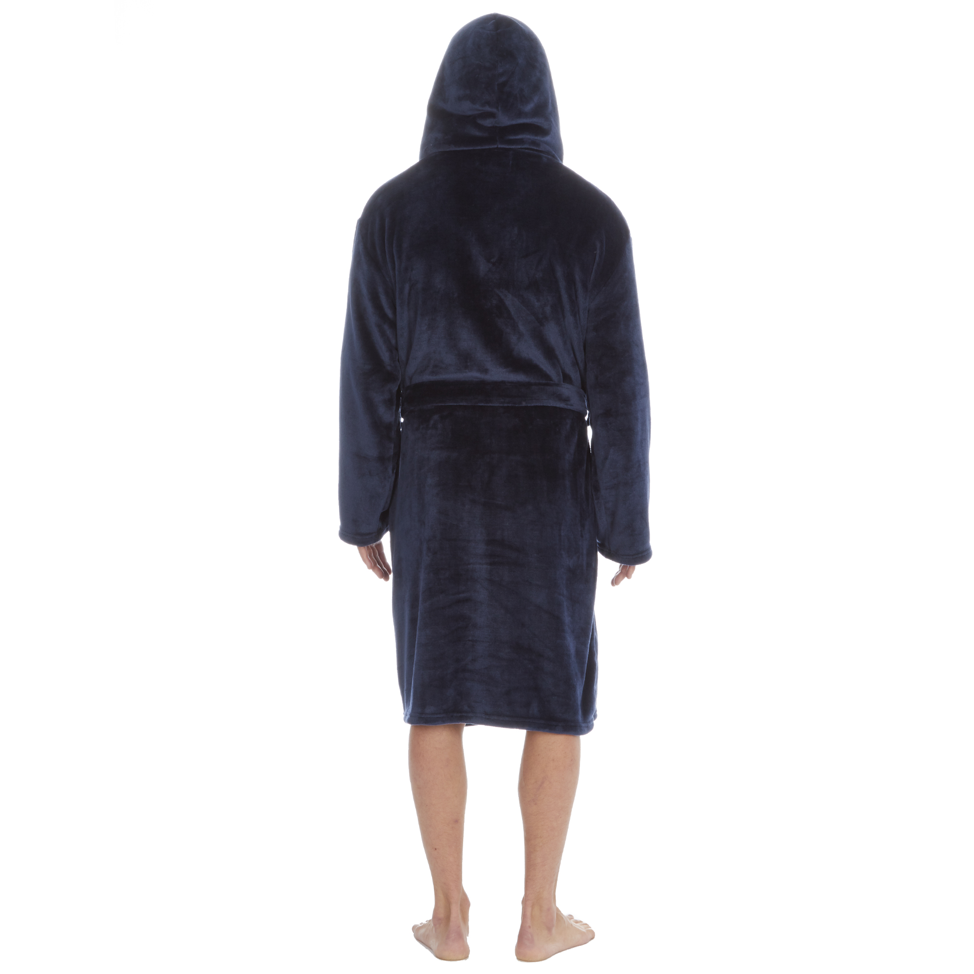 Mens Super Soft Hooded Tartan Checked Bath Robe Dressing Gown with Pockets M-5XL - Picture 88 of 172