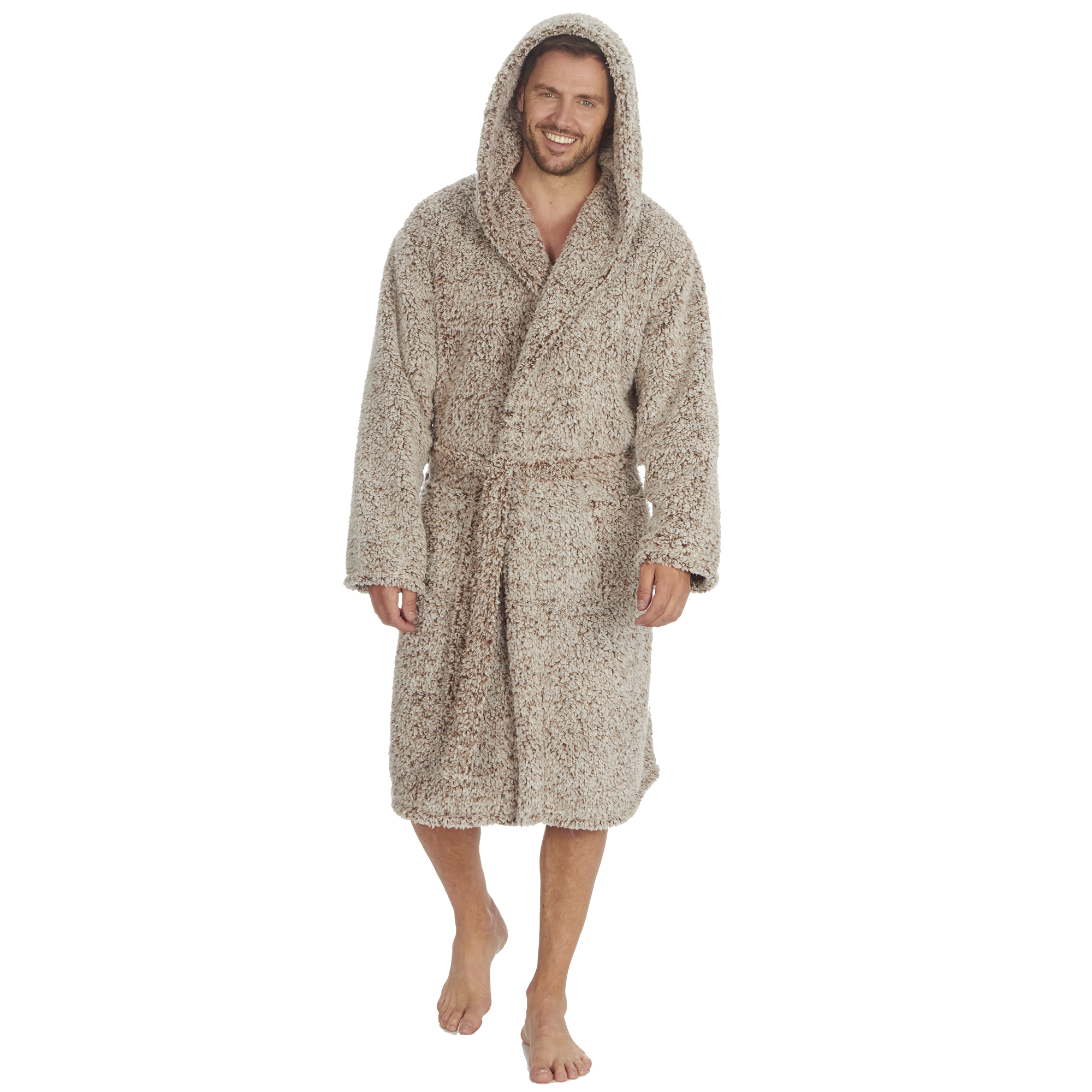 Mens Super Soft Hooded Tartan Checked Bath Robe Dressing Gown with Pockets M-5XL - Picture 68 of 172