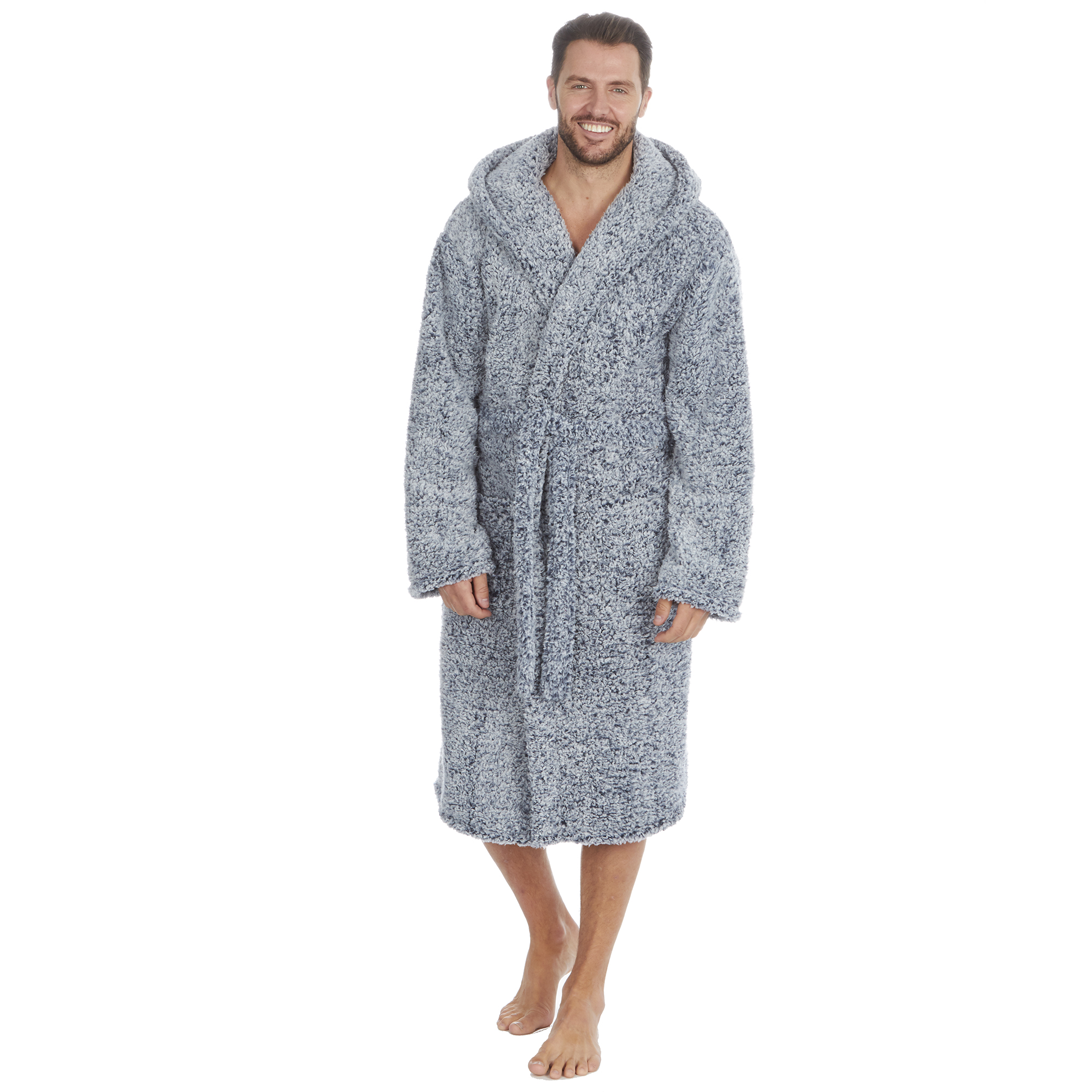 Mens Super Soft Hooded Tartan Checked Bath Robe Dressing Gown with Pockets M-5XL - Picture 143 of 172