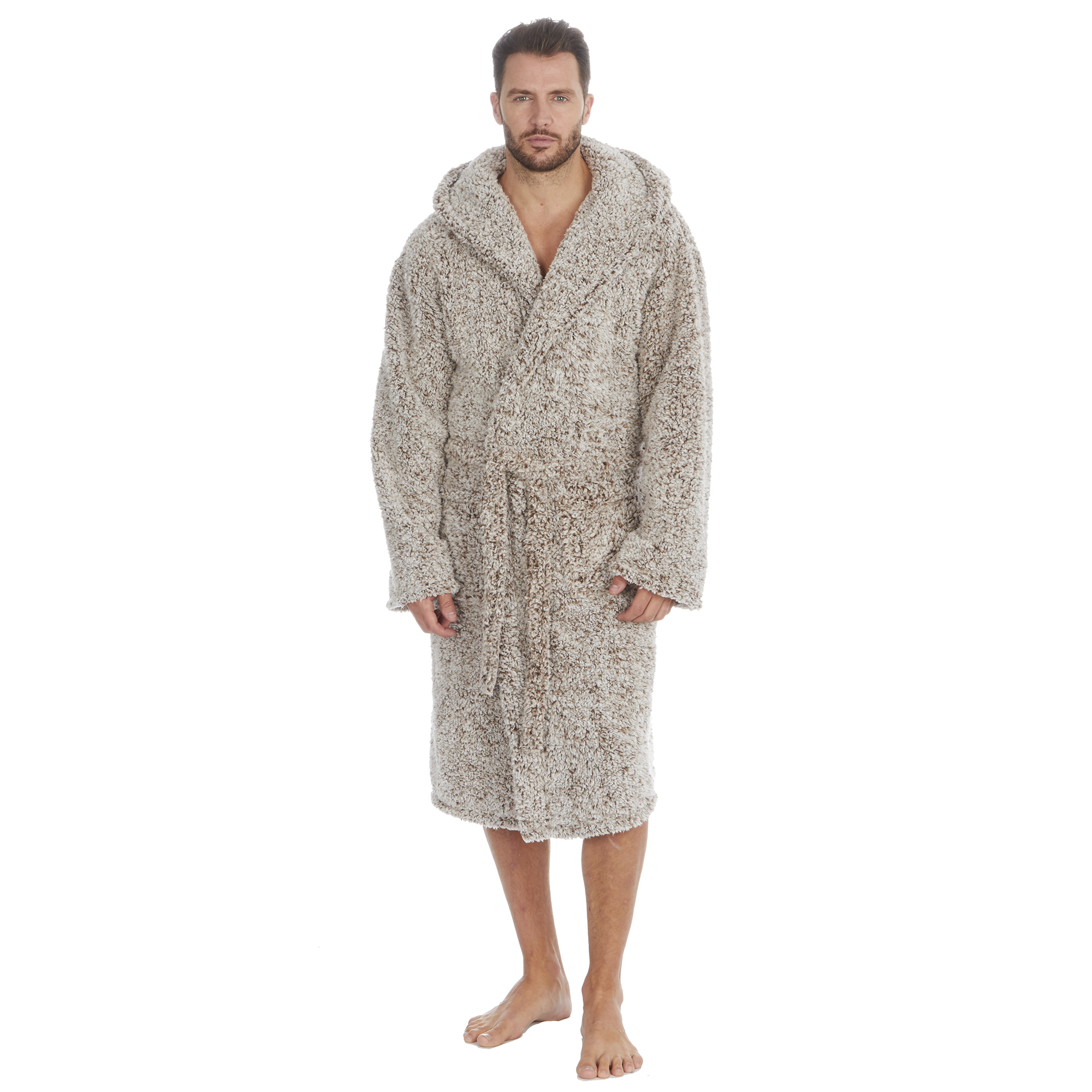 Mens Super Soft Hooded Tartan Checked Bath Robe Dressing Gown with Pockets M-5XL - Picture 69 of 172