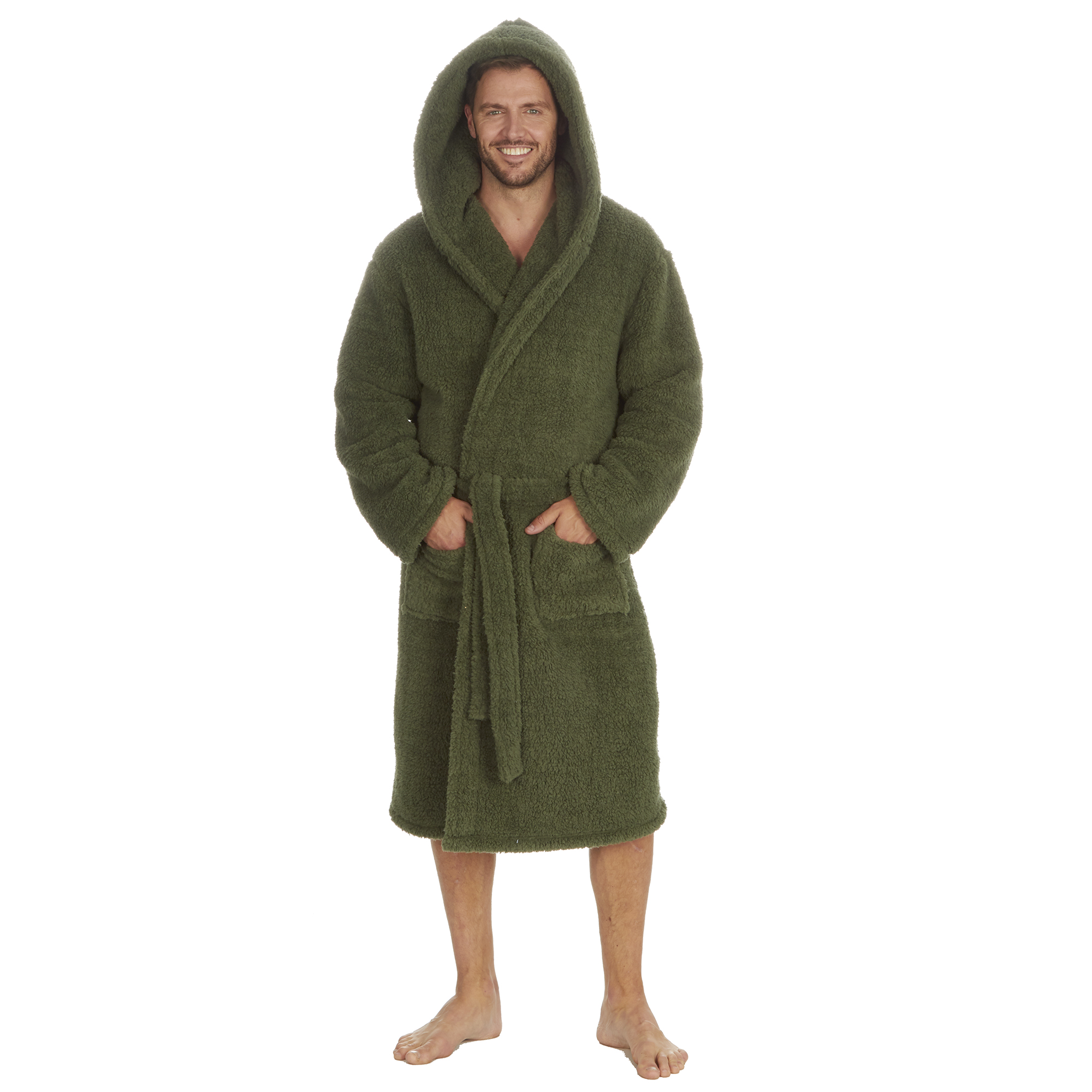 Mens Super Soft Hooded Tartan Checked Bath Robe Dressing Gown with Pockets M-5XL - Picture 64 of 172