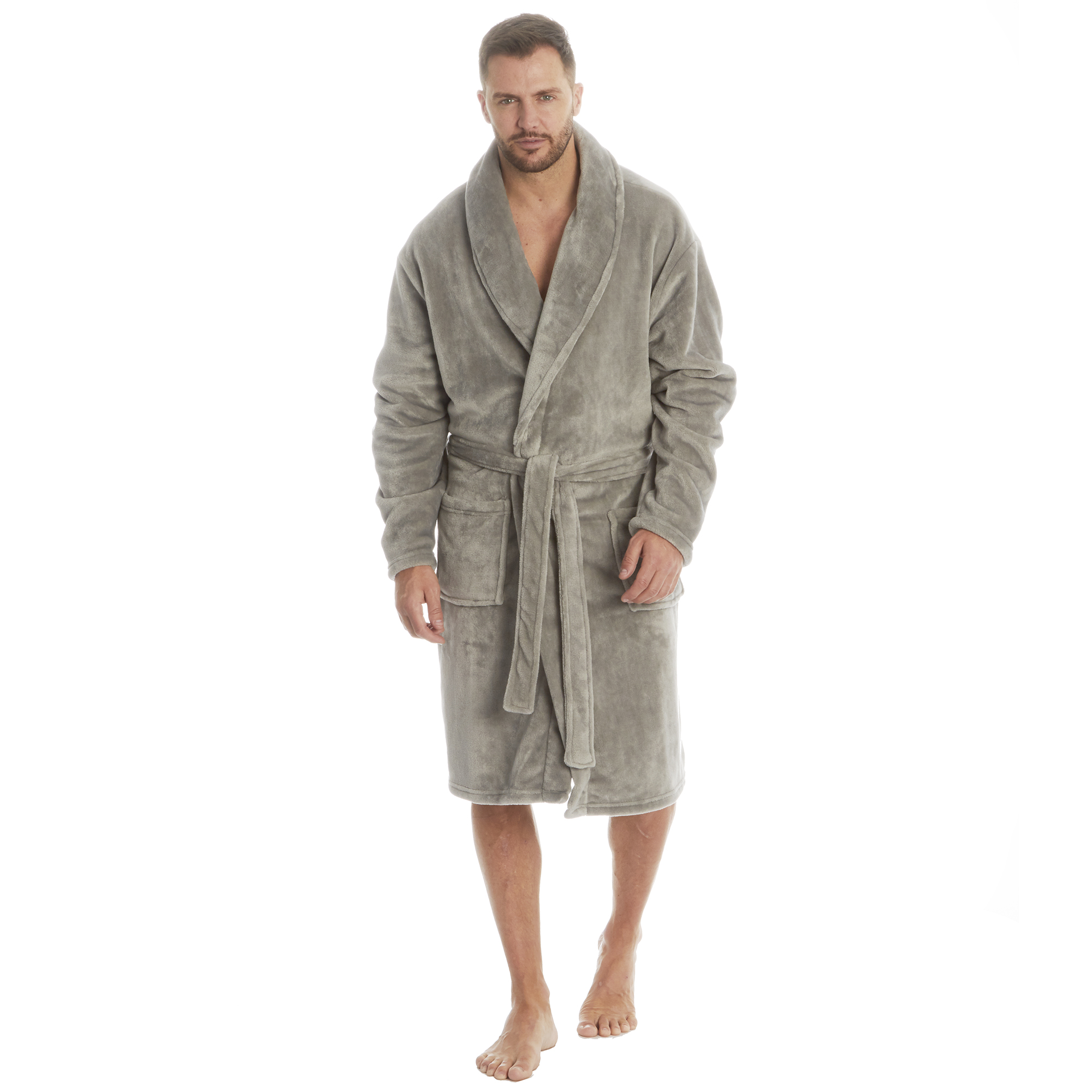 Mens Super Soft Hooded Tartan Checked Bath Robe Dressing Gown with Pockets M-5XL - Picture 36 of 172
