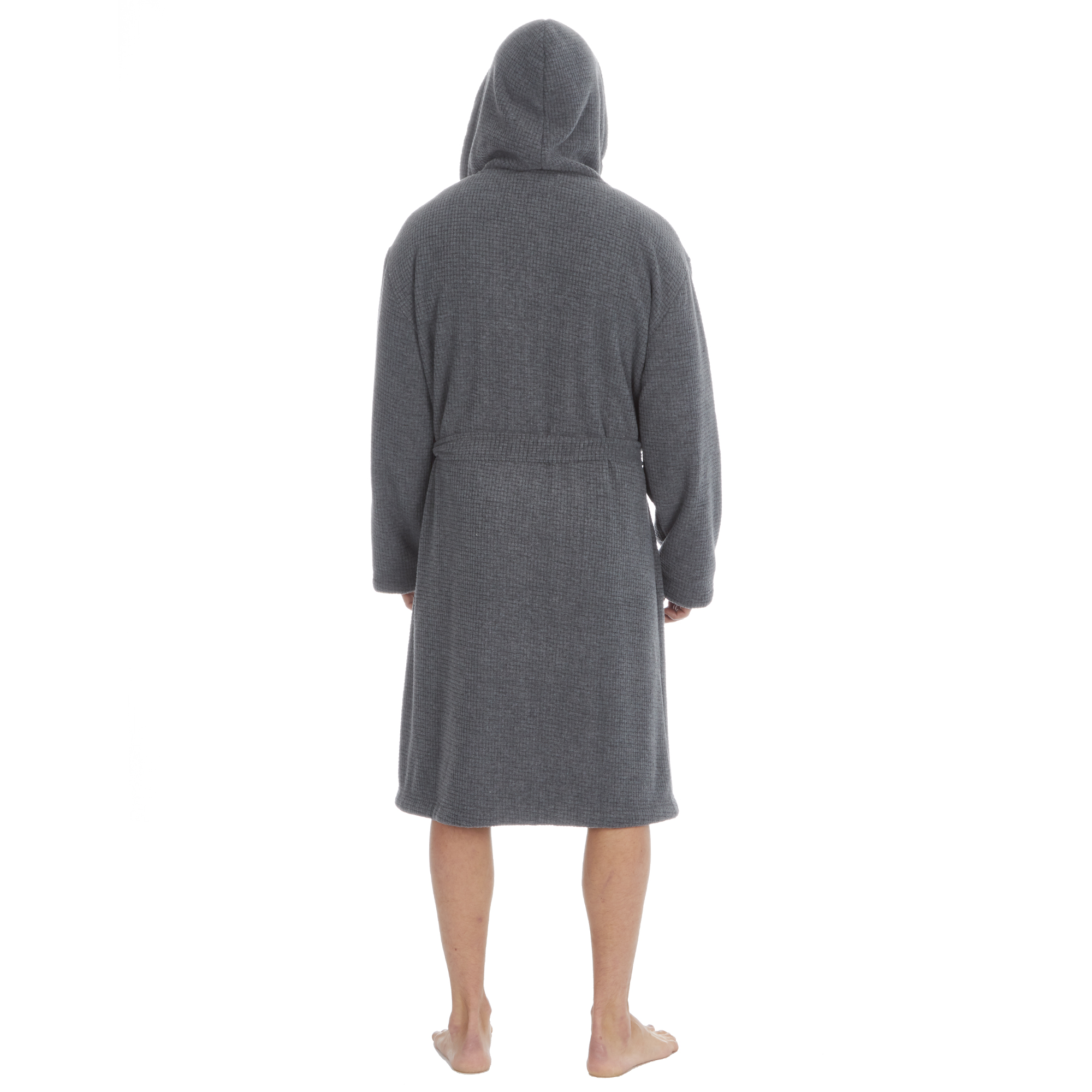 Mens Super Soft Hooded Tartan Checked Bath Robe Dressing Gown with Pockets M-5XL - Picture 133 of 172