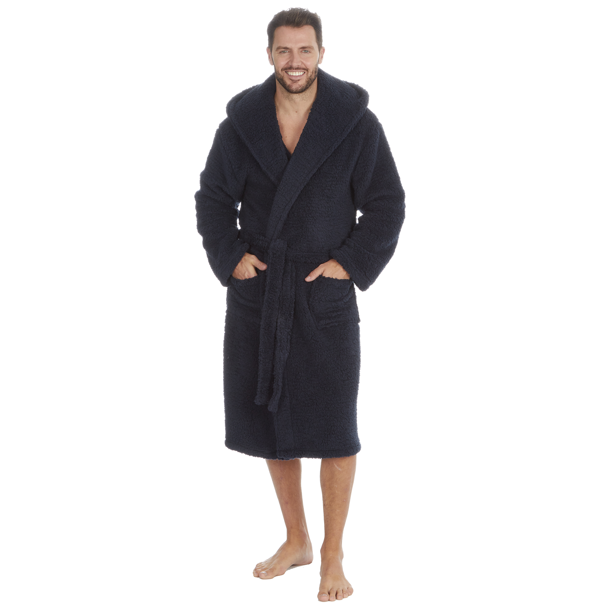 Mens Super Soft Hooded Tartan Checked Bath Robe Dressing Gown with Pockets M-5XL - Picture 17 of 172