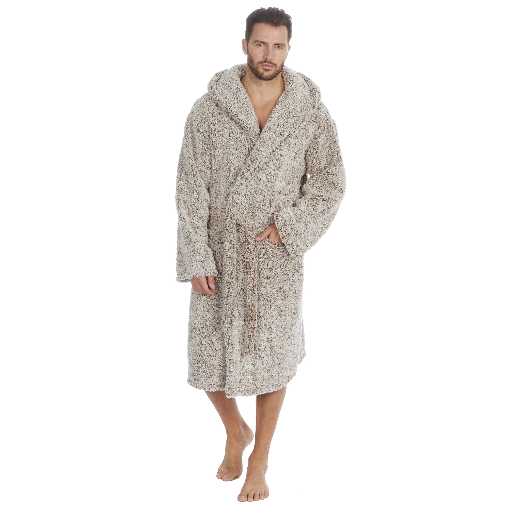 Mens Super Soft Hooded Tartan Checked Bath Robe Dressing Gown with Pockets M-5XL - Picture 71 of 172