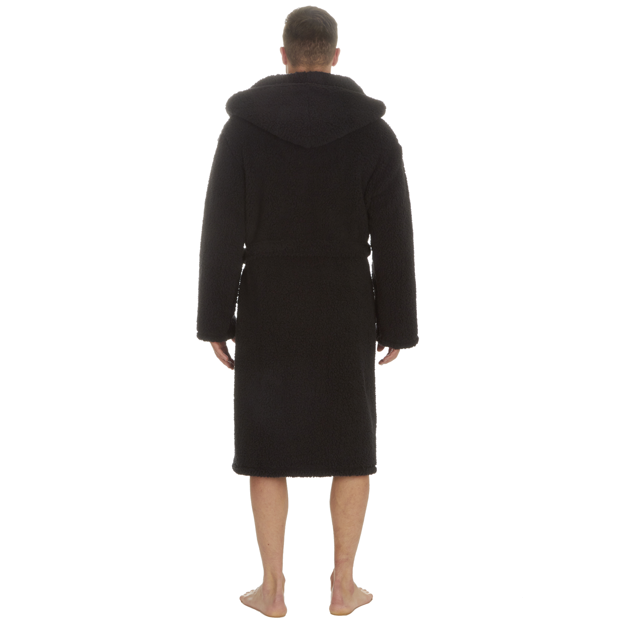 Mens Super Soft Hooded Tartan Checked Bath Robe Dressing Gown with Pockets M-5XL - Picture 44 of 172