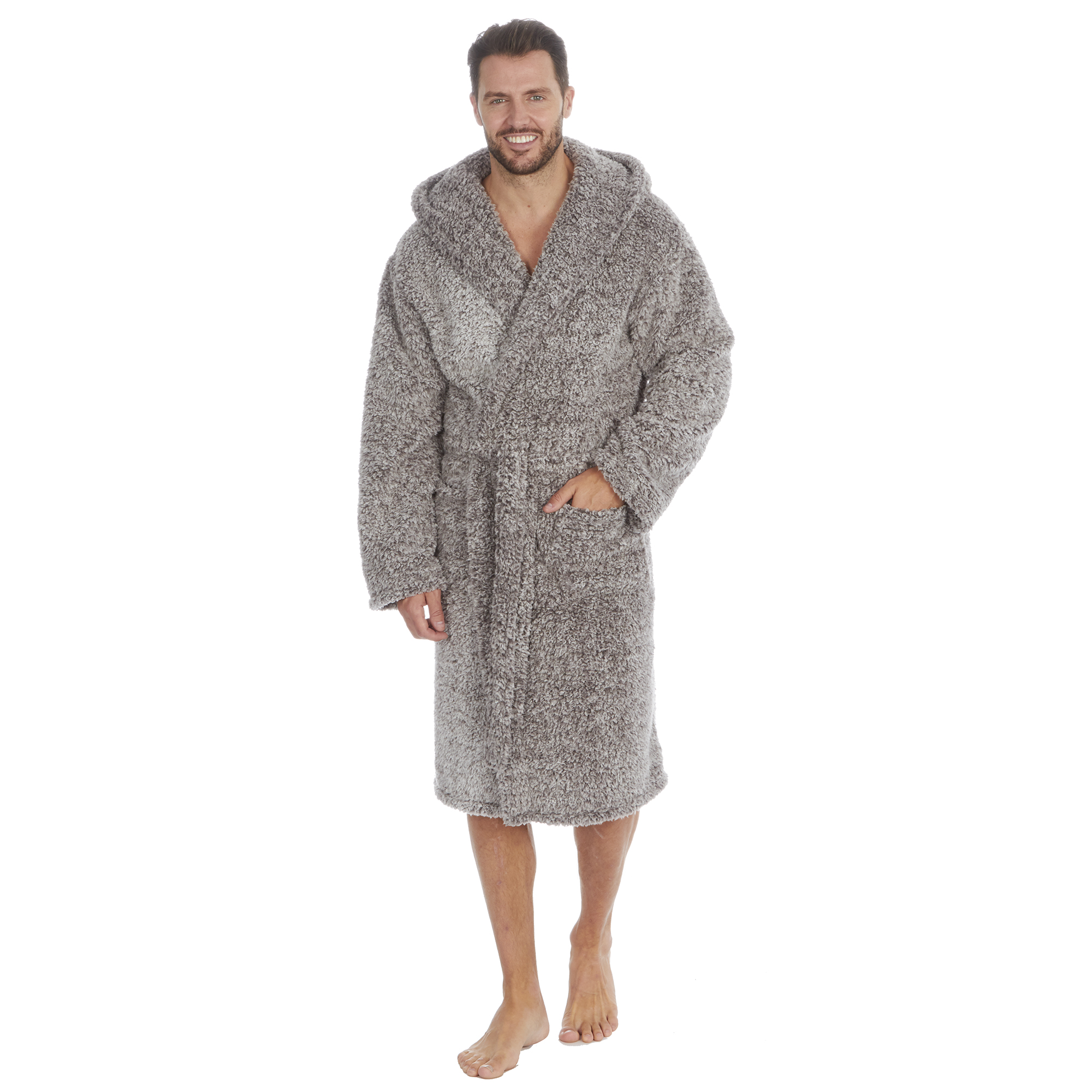 Mens Super Soft Hooded Tartan Checked Bath Robe Dressing Gown with Pockets M-5XL - Picture 168 of 172