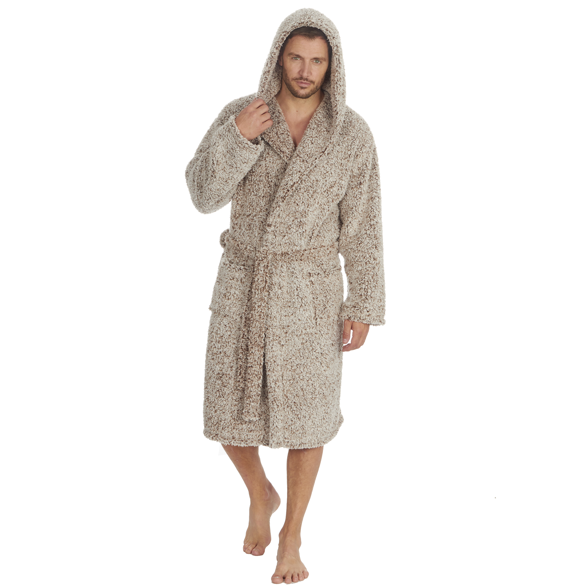Mens Super Soft Hooded Tartan Checked Bath Robe Dressing Gown with Pockets M-5XL - Picture 70 of 172