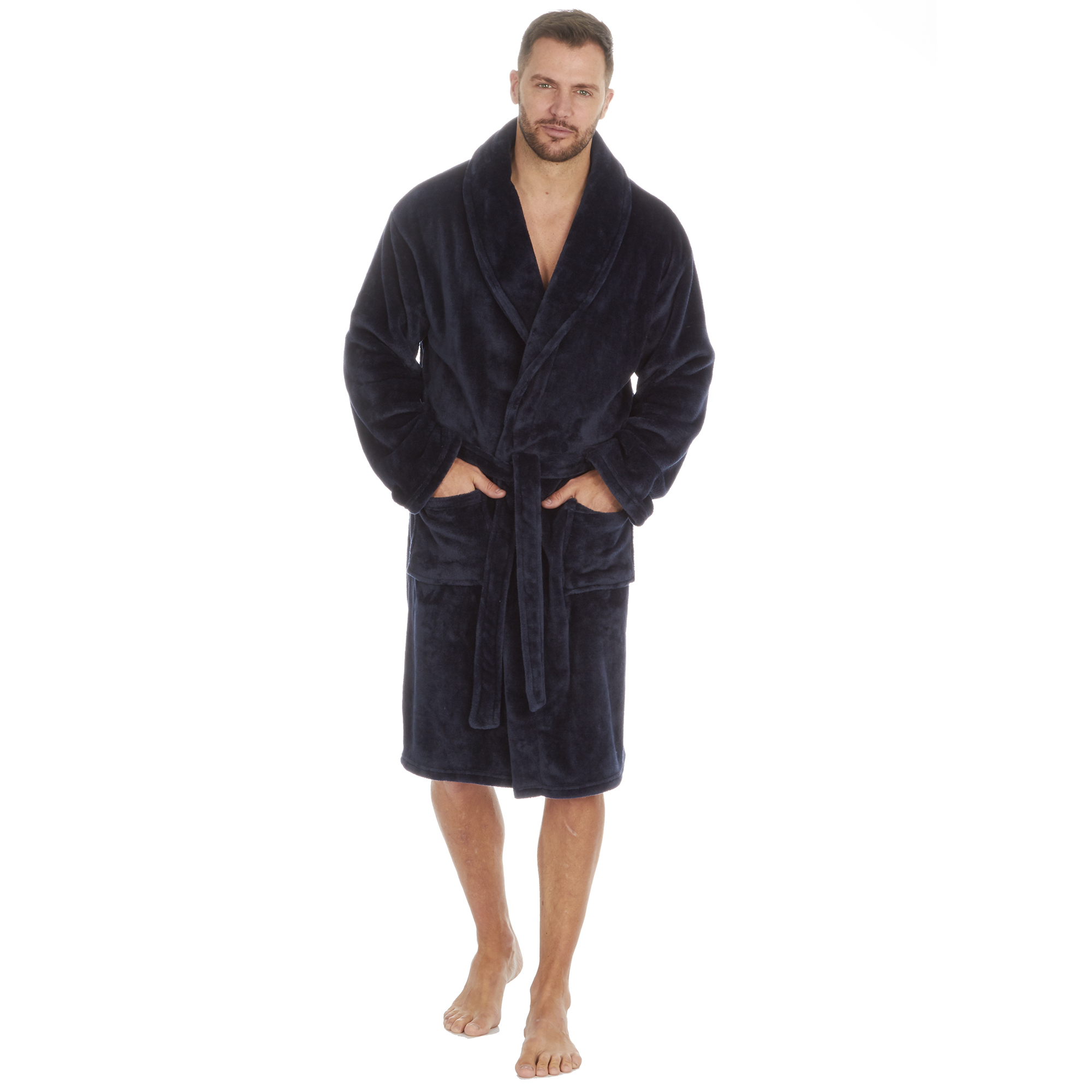 Mens Super Soft Hooded Tartan Checked Bath Robe Dressing Gown with Pockets M-5XL - Picture 117 of 172