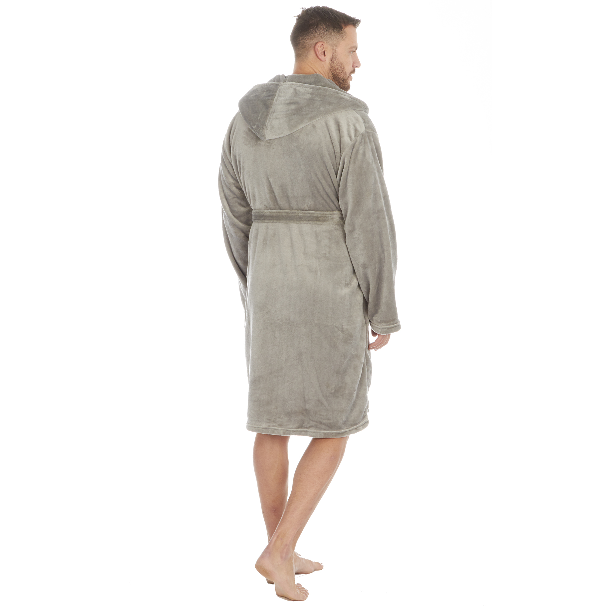 Mens Super Soft Hooded Tartan Checked Bath Robe Dressing Gown with Pockets M-5XL - Picture 100 of 172