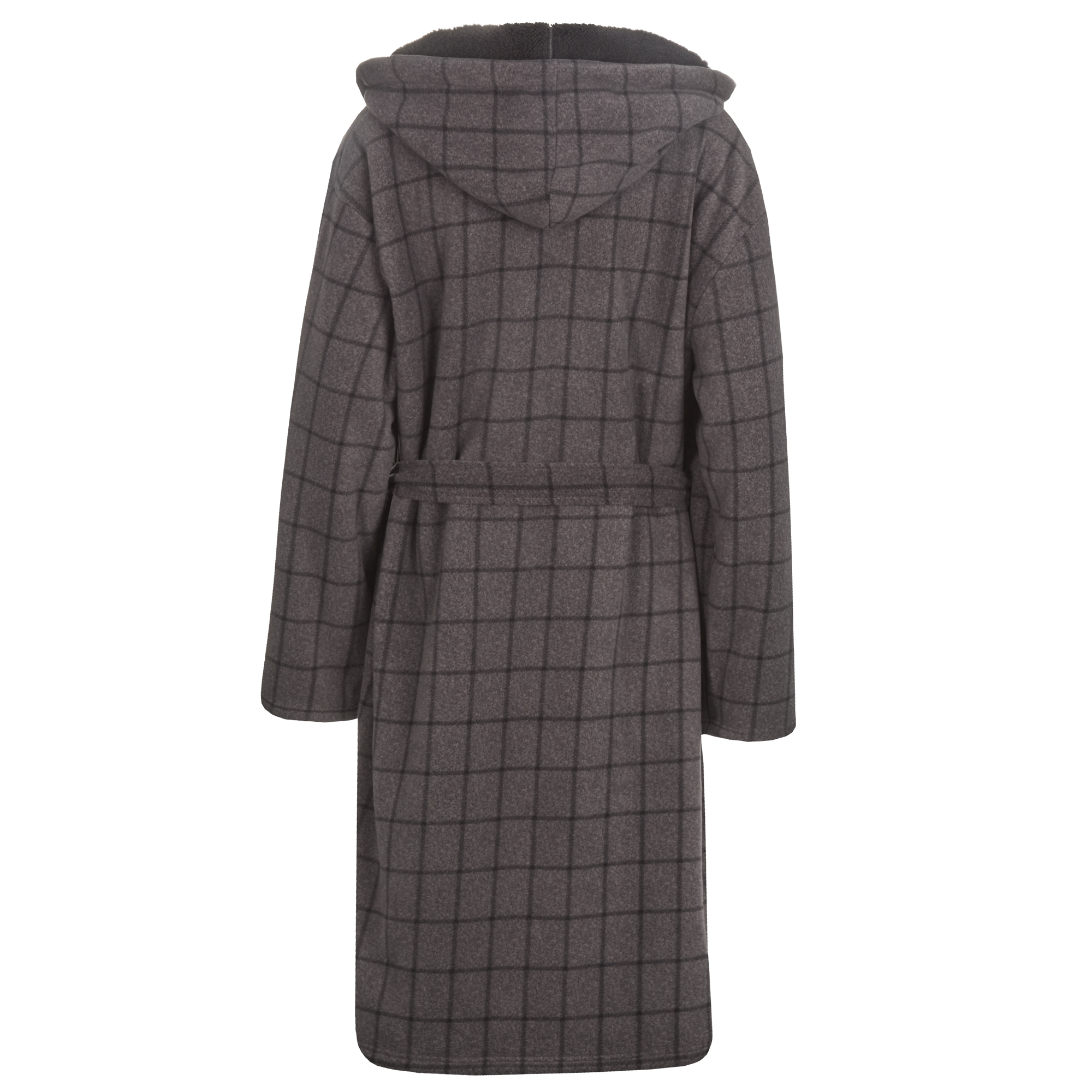Mens Super Soft Hooded Tartan Checked Bath Robe Dressing Gown with Pockets M-5XL - Picture 151 of 172