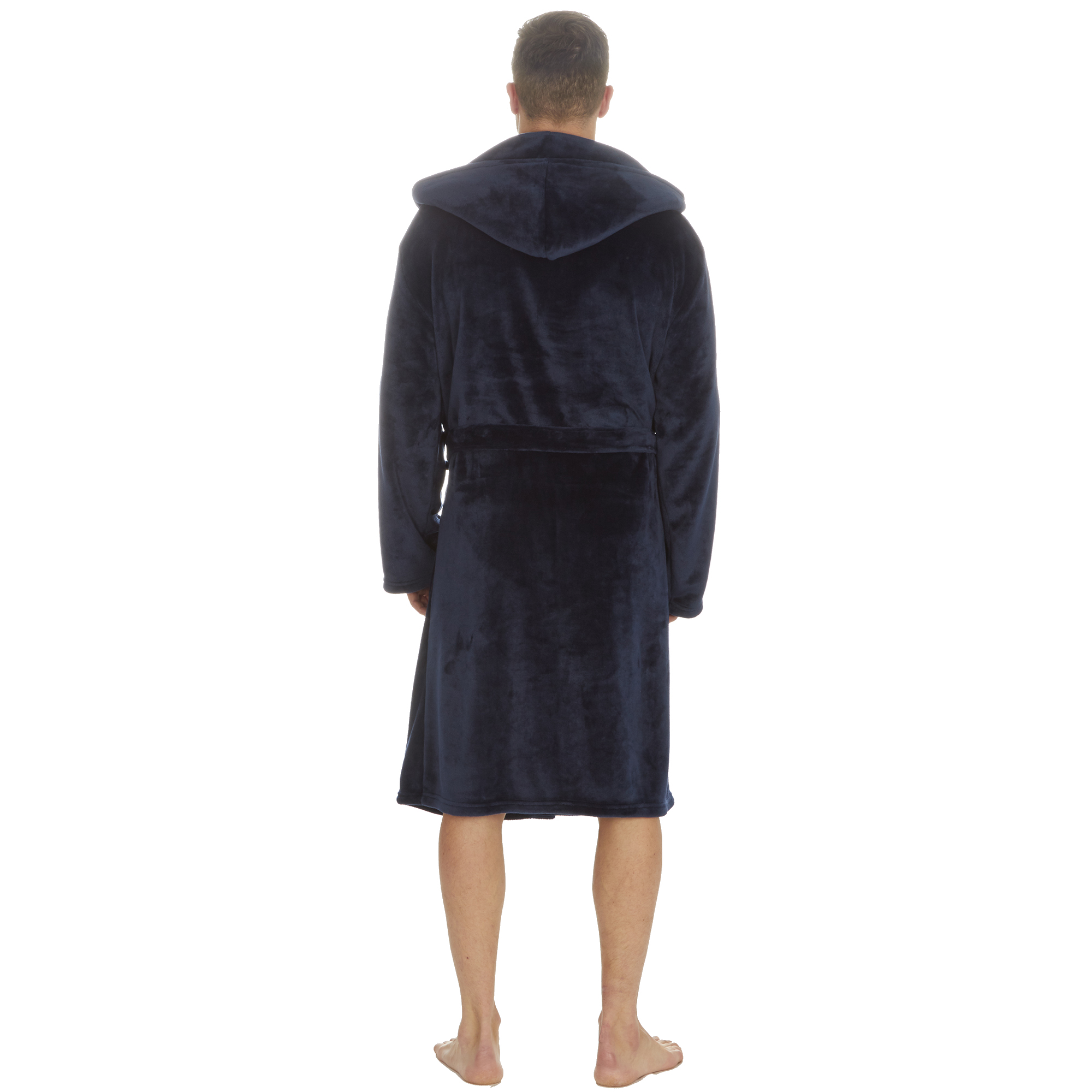 Mens Super Soft Hooded Tartan Checked Bath Robe Dressing Gown with Pockets M-5XL - Picture 165 of 172