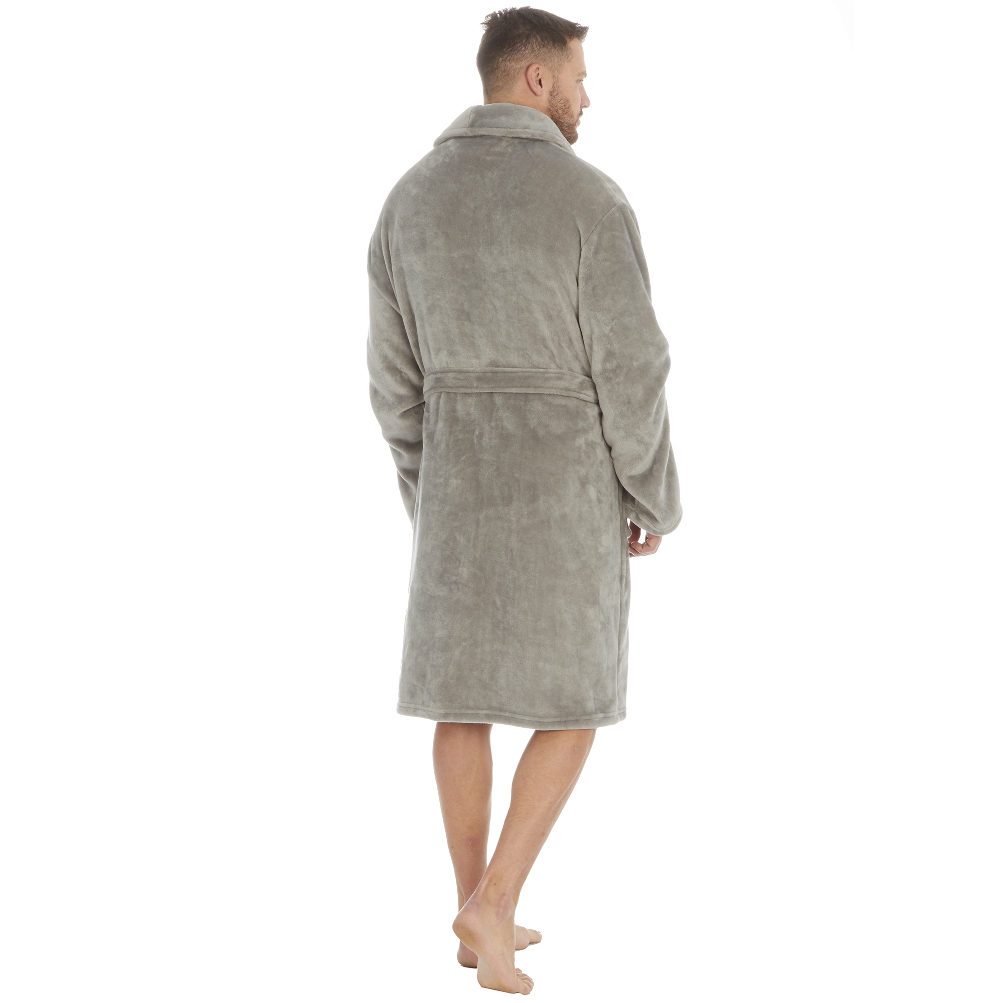 Mens Super Soft Hooded Tartan Checked Bath Robe Dressing Gown with Pockets M-5XL - Picture 39 of 172