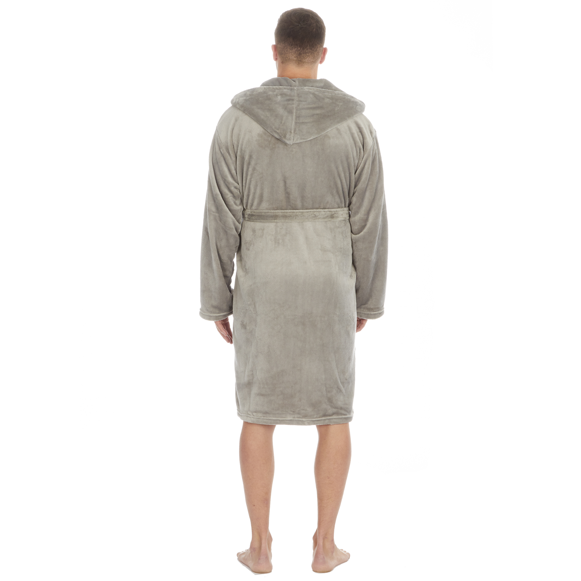 Mens Super Soft Hooded Tartan Checked Bath Robe Dressing Gown with Pockets M-5XL - Picture 98 of 172
