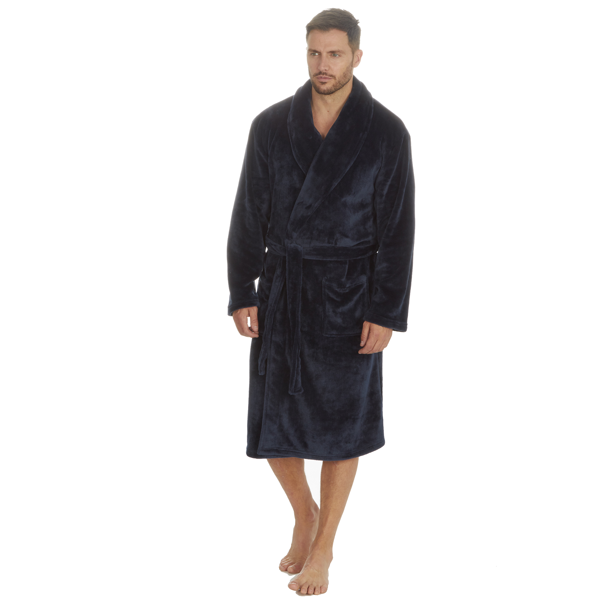 Mens Super Soft Hooded Tartan Checked Bath Robe Dressing Gown with Pockets M-5XL - Picture 114 of 172