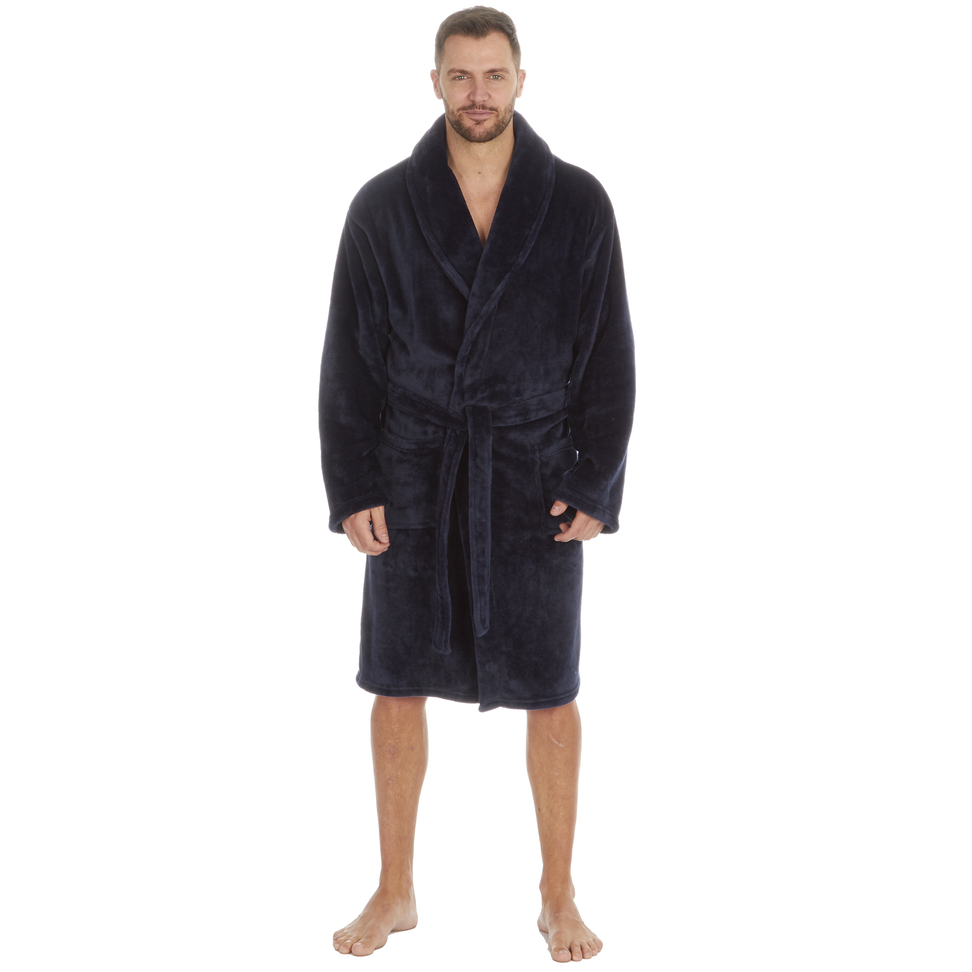 Mens Super Soft Hooded Tartan Checked Bath Robe Dressing Gown with Pockets M-5XL - Picture 115 of 172