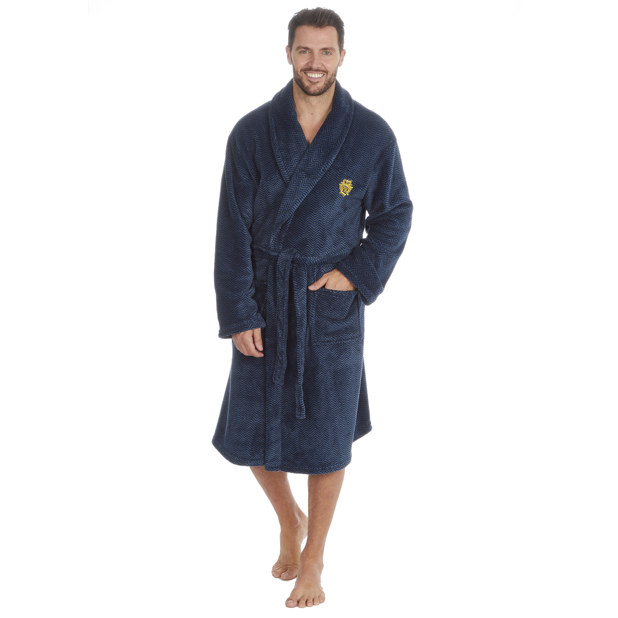 Mens Super Soft Hooded Tartan Checked Bath Robe Dressing Gown with Pockets M-5XL - Picture 101 of 172