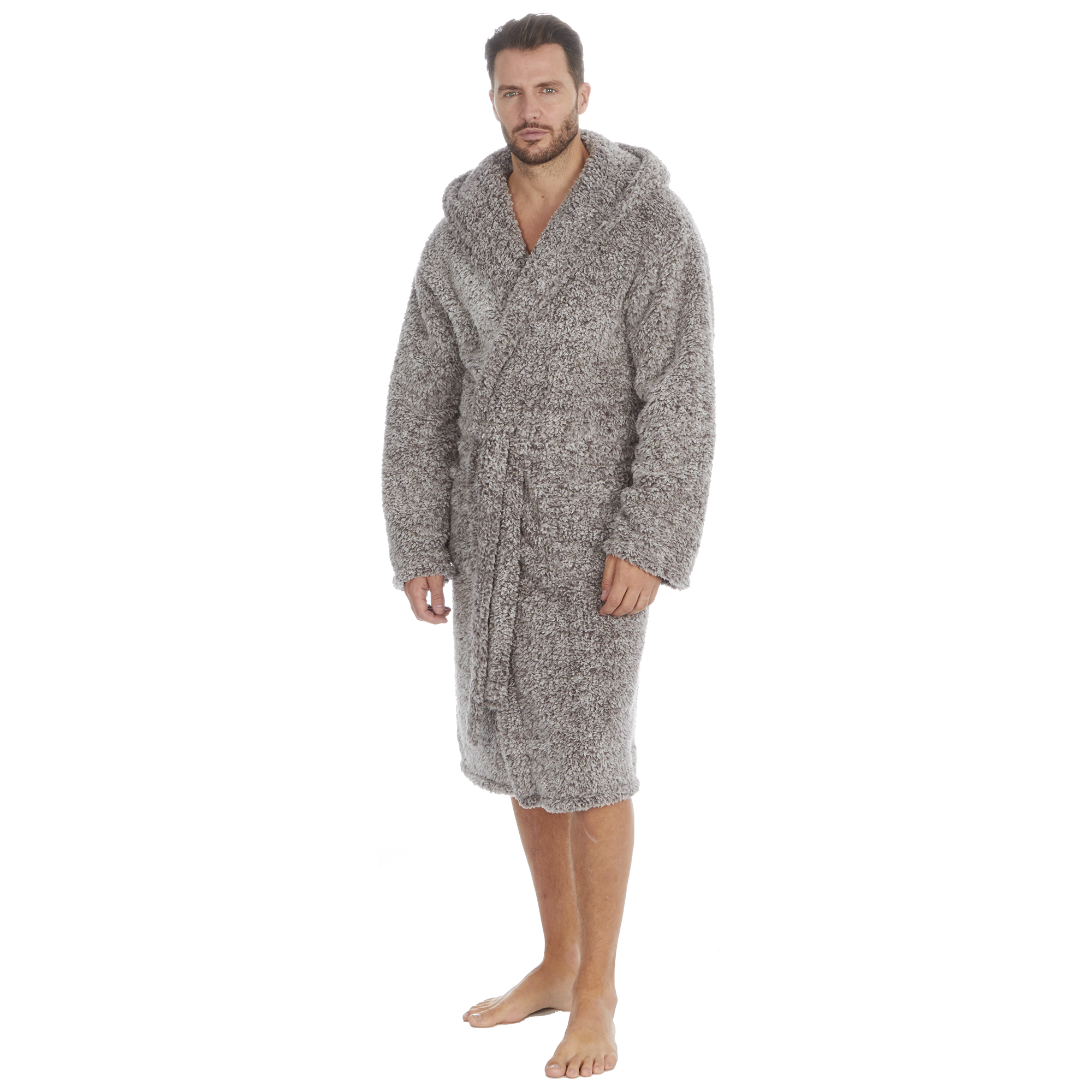 Mens Super Soft Hooded Tartan Checked Bath Robe Dressing Gown with Pockets M-5XL - Picture 169 of 172