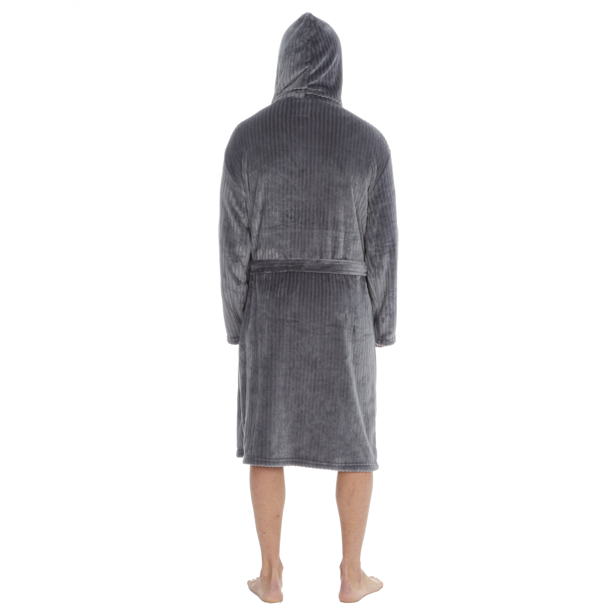 Mens Super Soft Hooded Tartan Checked Bath Robe Dressing Gown with Pockets M-5XL - Picture 95 of 172