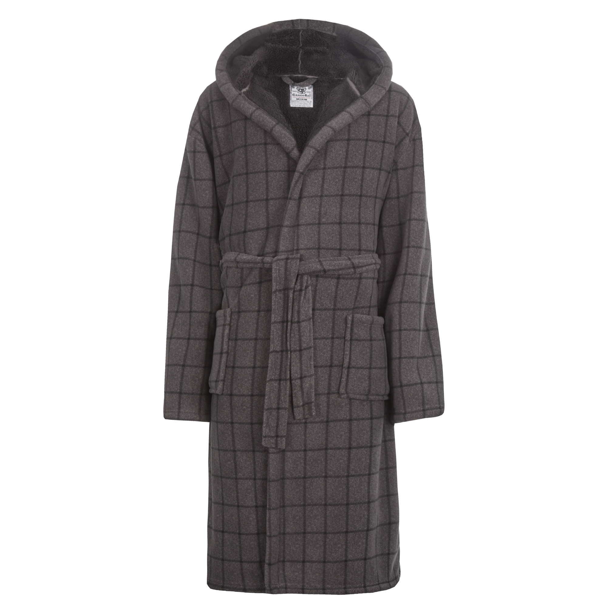 Mens Super Soft Hooded Tartan Checked Bath Robe Dressing Gown with Pockets M-5XL - Picture 150 of 172