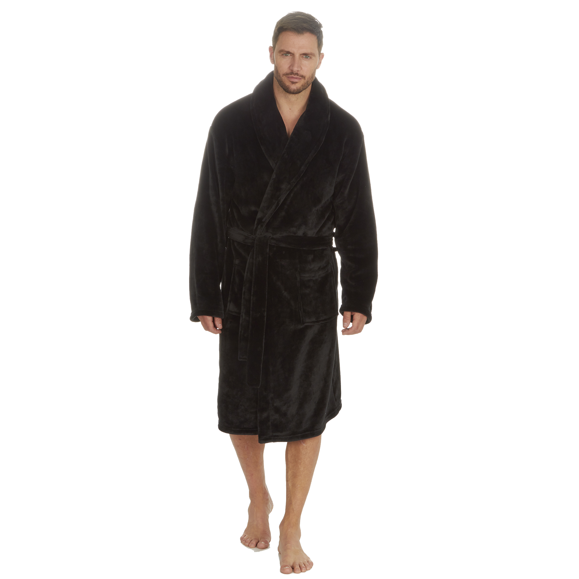Mens Super Soft Hooded Tartan Checked Bath Robe Dressing Gown with Pockets M-5XL - Picture 56 of 172