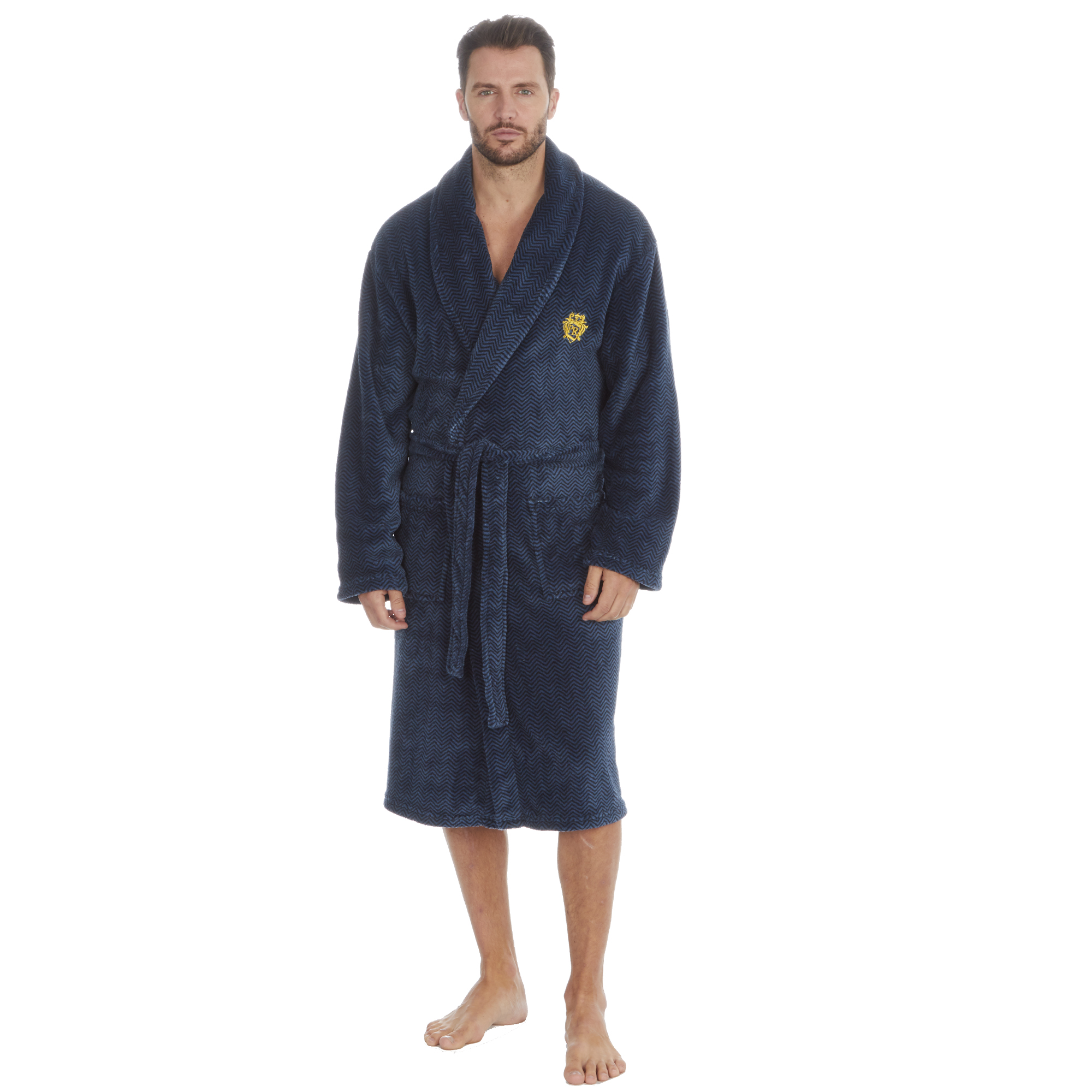 Mens Super Soft Hooded Tartan Checked Bath Robe Dressing Gown with Pockets M-5XL - Picture 103 of 172