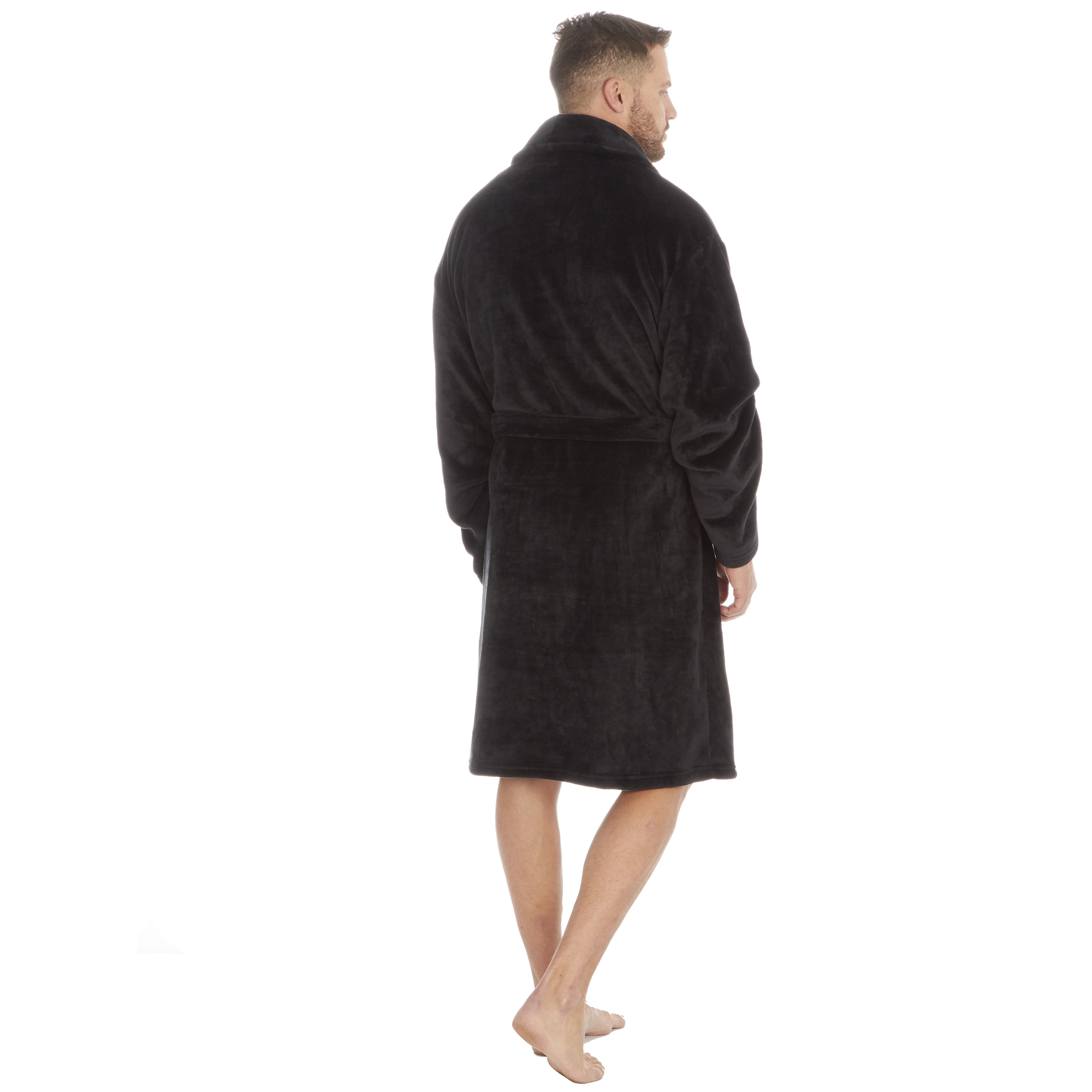 Mens Super Soft Hooded Tartan Checked Bath Robe Dressing Gown with Pockets M-5XL - Picture 60 of 172