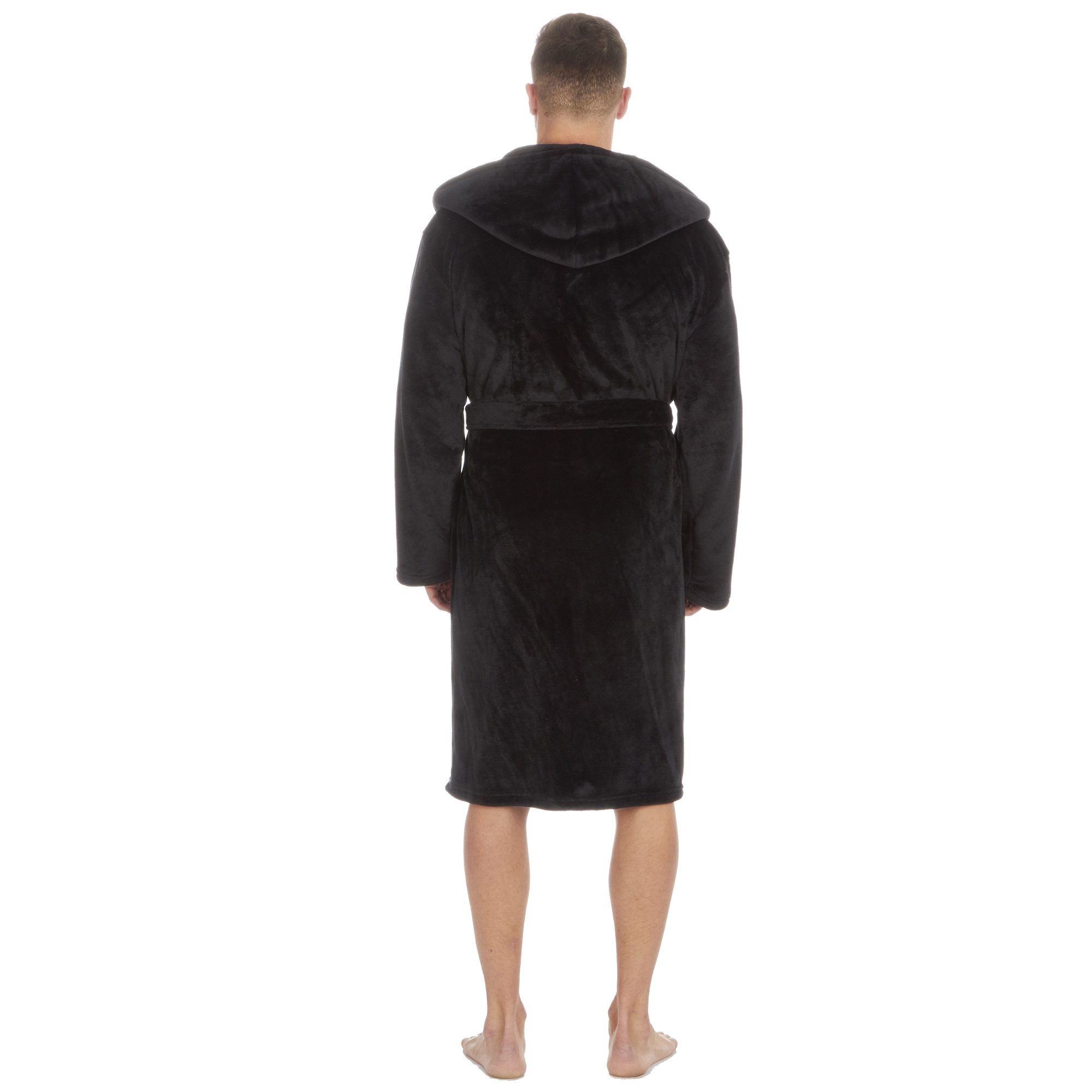 Mens Super Soft Hooded Tartan Checked Bath Robe Dressing Gown with Pockets M-5XL - Picture 141 of 172