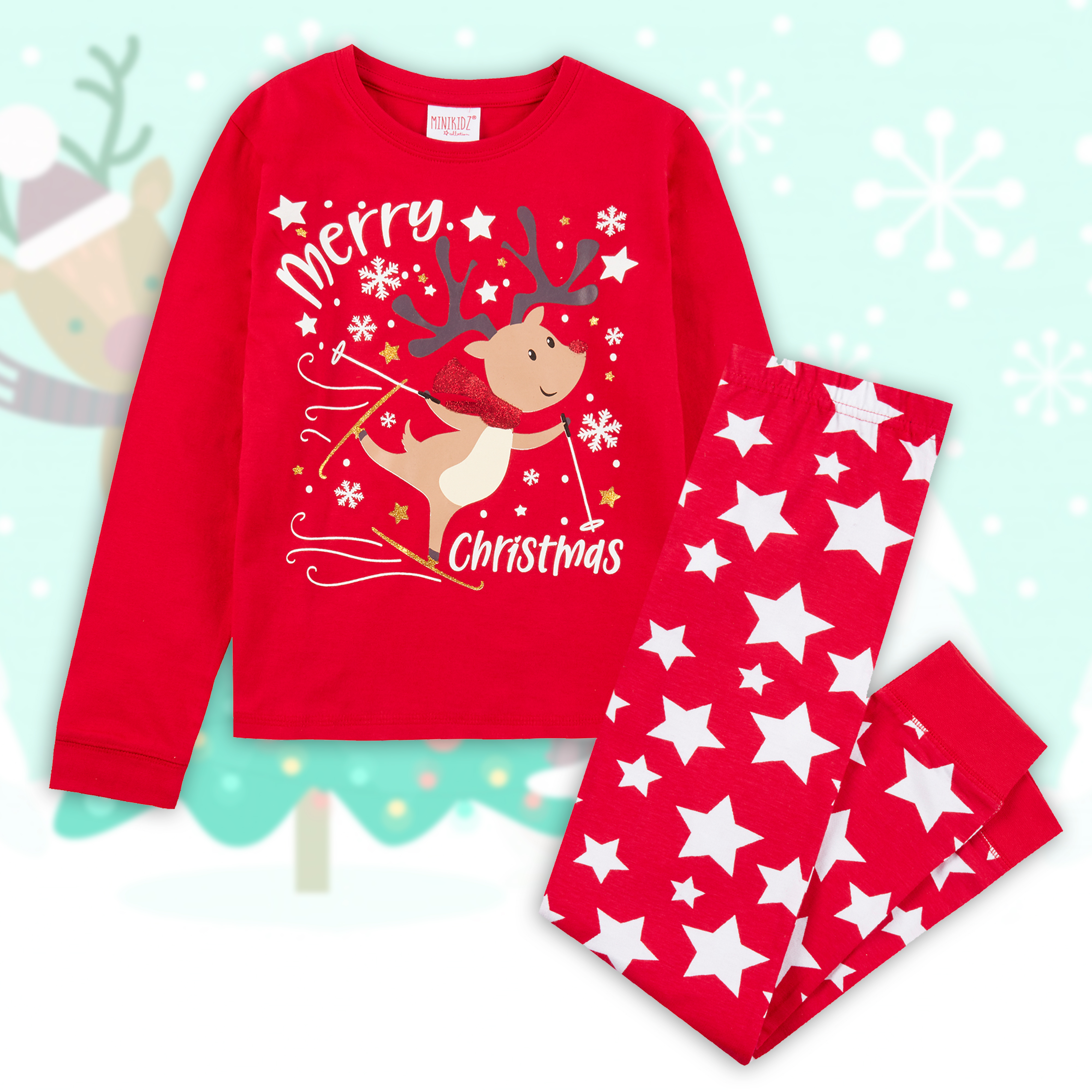 Kids Childs Boys Girls 100% Cotton Christmas PJ Set Xmas Pyjamas Festive PJ's UK - Picture 7 of 14