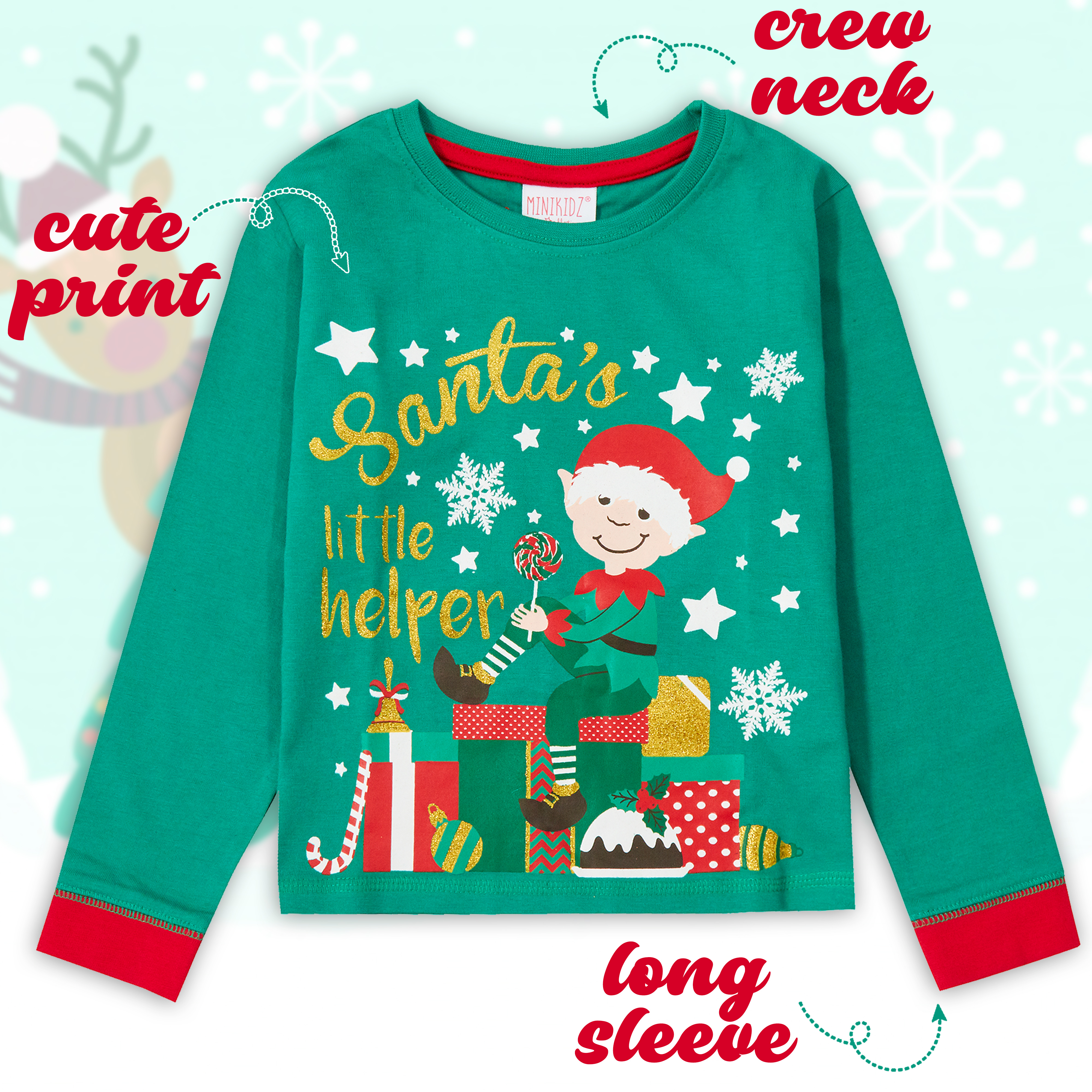 Kids Childs Boys Girls 100% Cotton Christmas PJ Set Xmas Pyjamas Festive PJ's UK - Picture 12 of 14