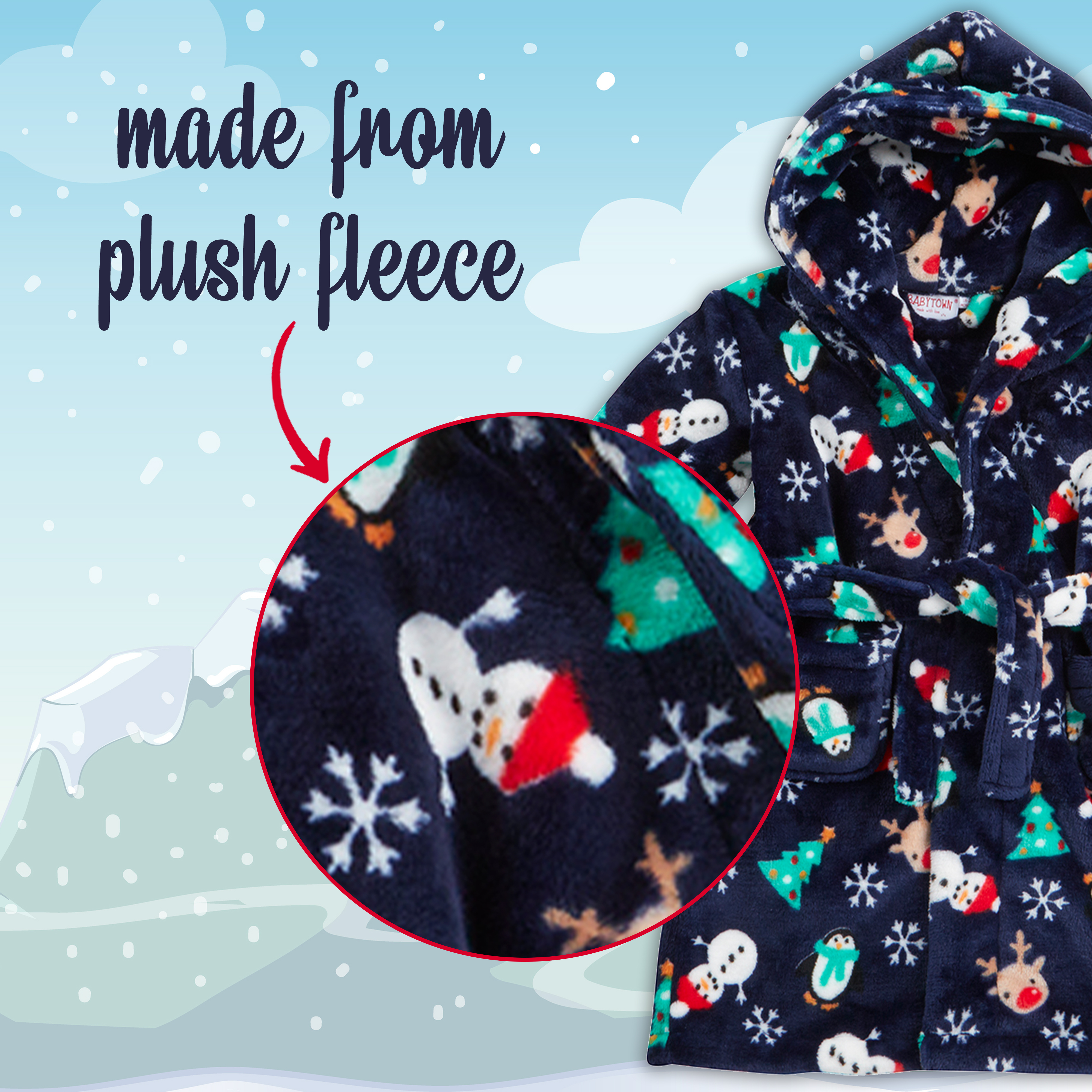 Baby Babies Novelty Christmas Dressing Gown Fleece Robe Xmas Gift By BABYTOWN - Picture 4 of 5
