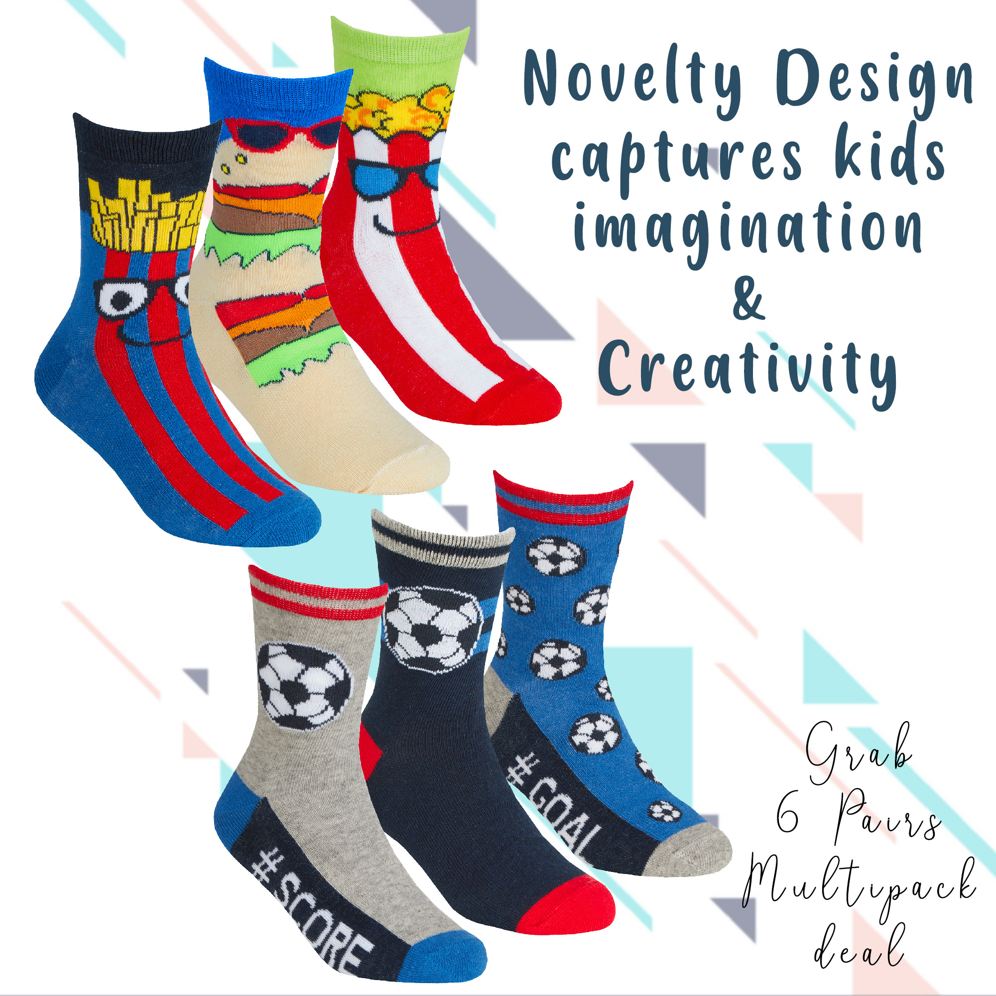 6 Pairs Boys Cotton Rich Novelty Funky Cartoon School Everyday Multipack Socks - Picture 33 of 46