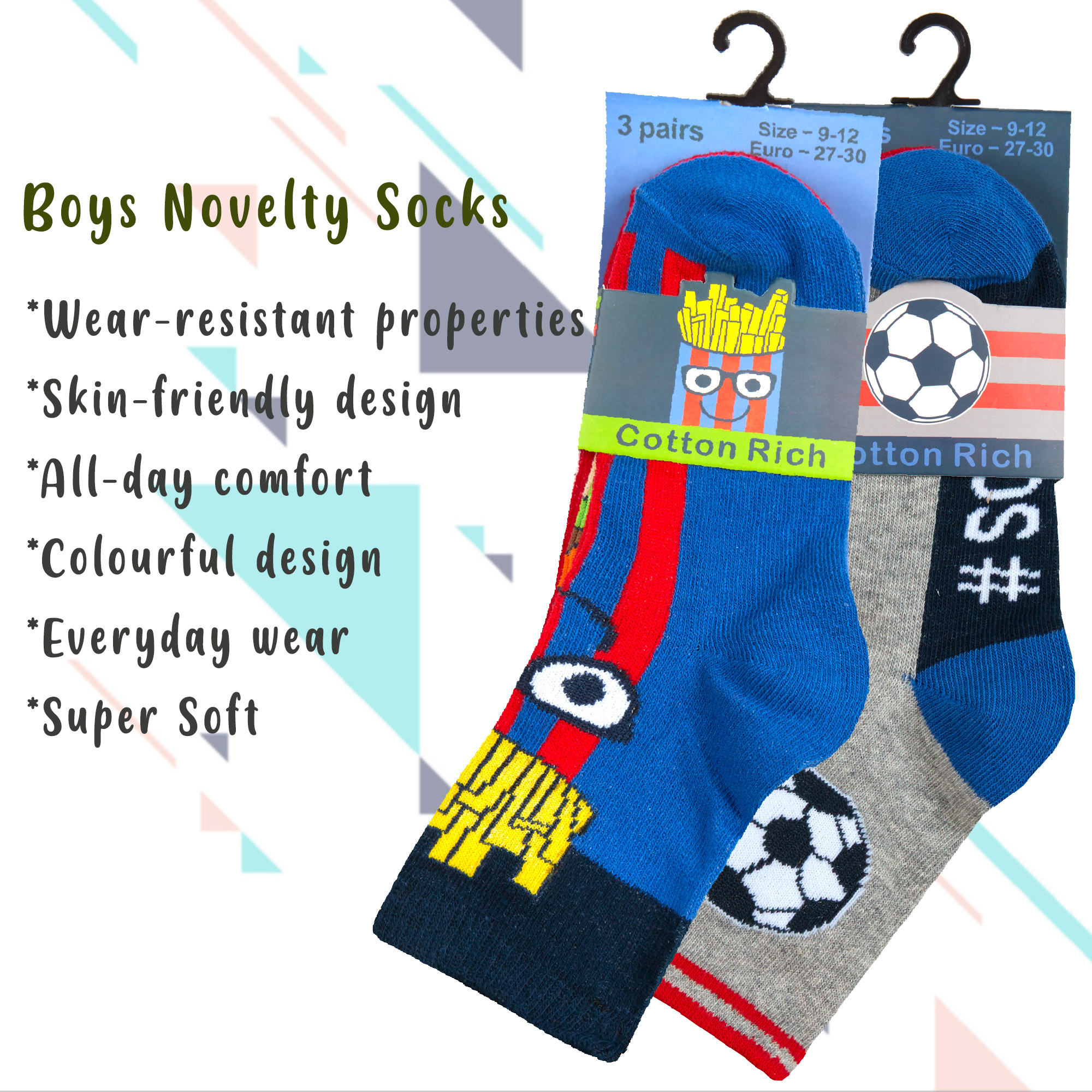 6 Pairs Boys Cotton Rich Novelty Funky Cartoon School Everyday Multipack Socks - Picture 32 of 46