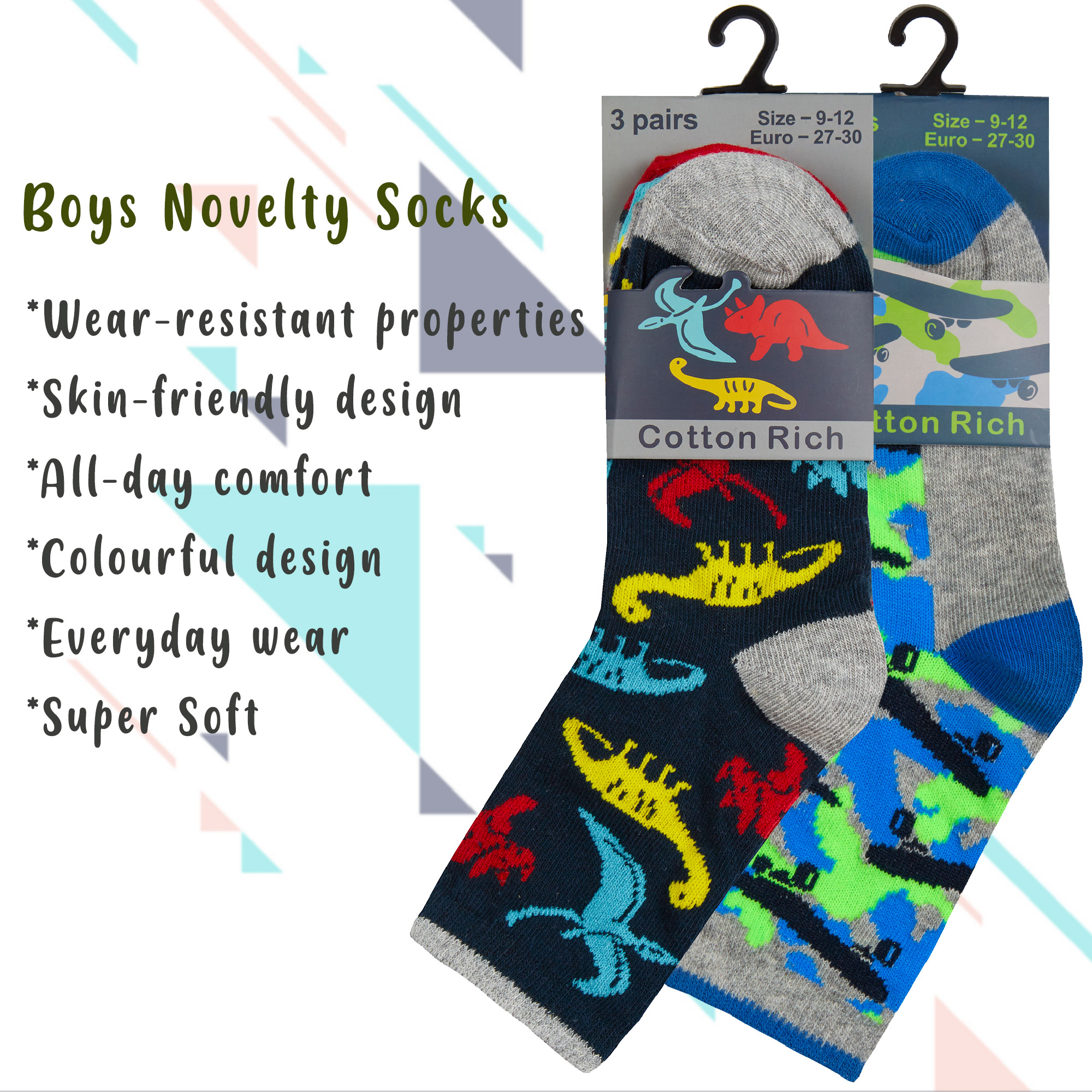 6 Pairs Boys Cotton Rich Novelty Funky Cartoon School Everyday Multipack Socks - Picture 44 of 46